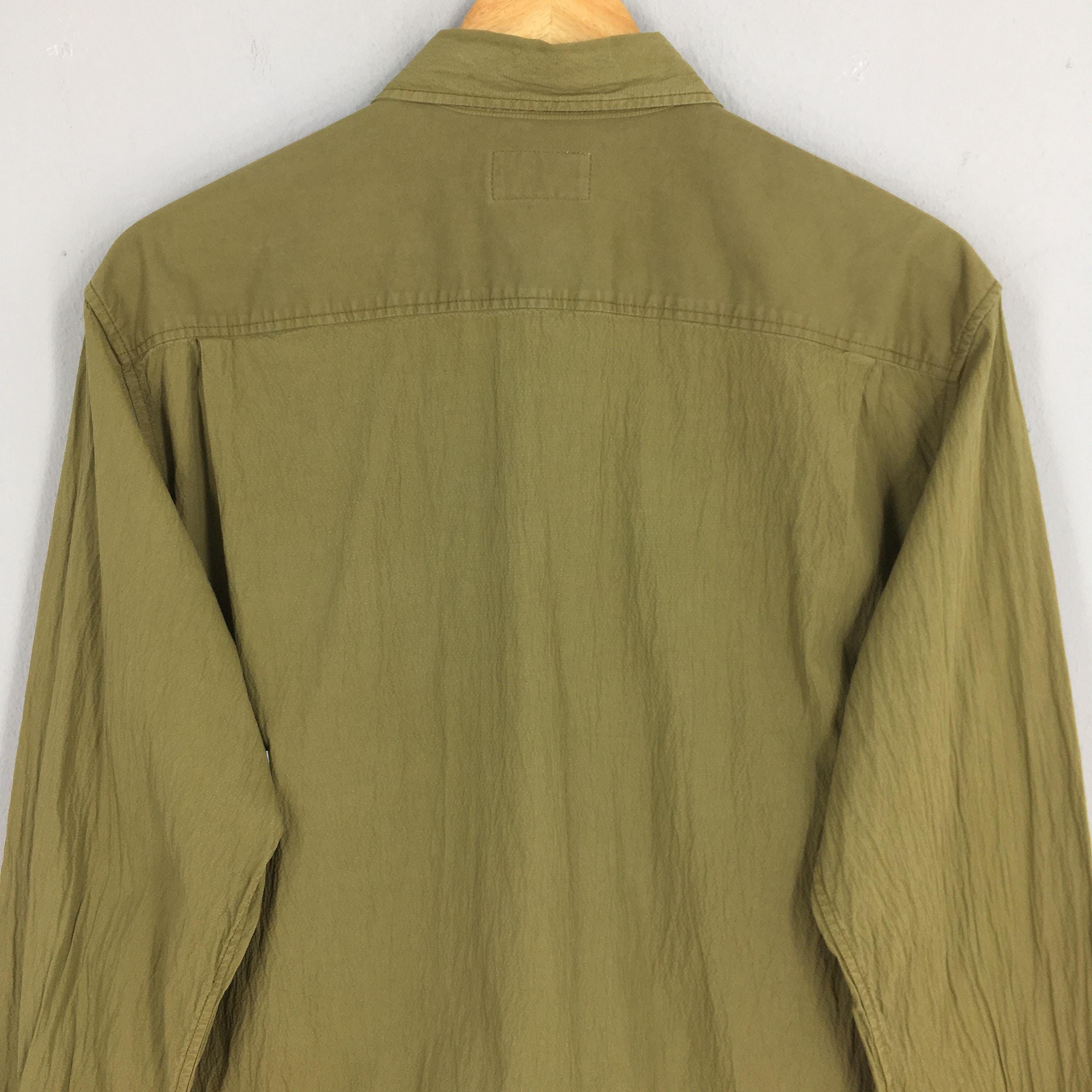Acne Studios × Flannel Acne Studios Olive Green Pleated Shirt Medium Size US M / EU 48-50 / 2 - 8 Thumbnail