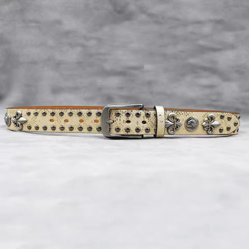 Japanese Brand Y2k PU Leather Rivet Punk Skull Rock Belt 125 cm Size ONE SIZE - 2 Thumbnail