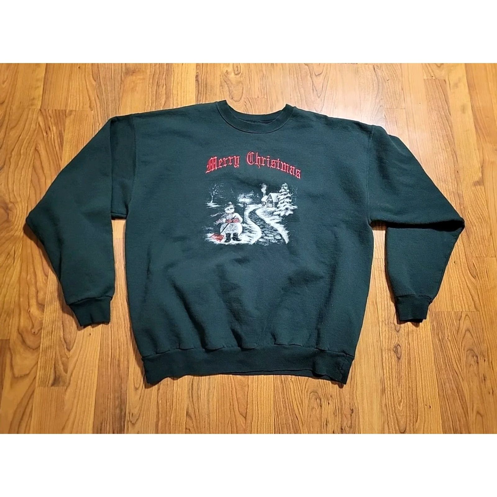 Hanes Hanes Ecosmart Sweatshirt Christmas Embroidered Crew Neck Pullover XL Men Green Size US XL / EU 56 / 4 - 6 Thumbnail