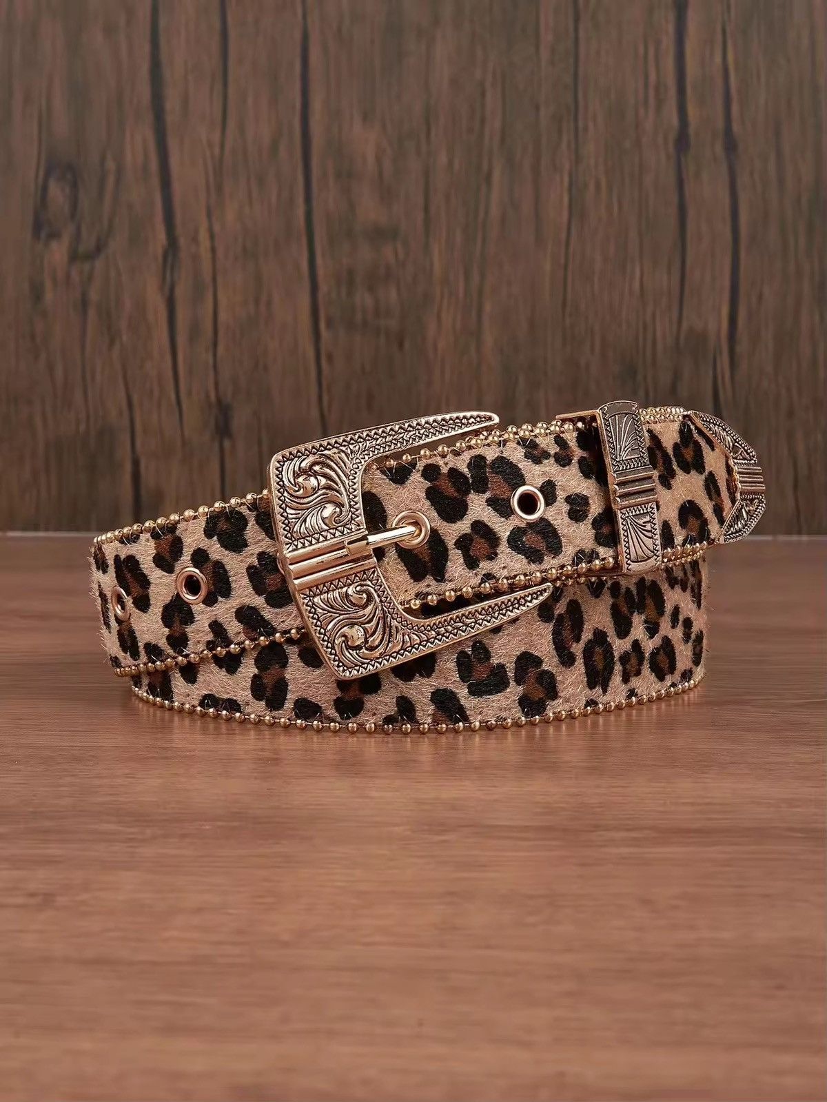 122 Cm Leopard Print Belt | Retro-Inspired Design in Brown, Men’s