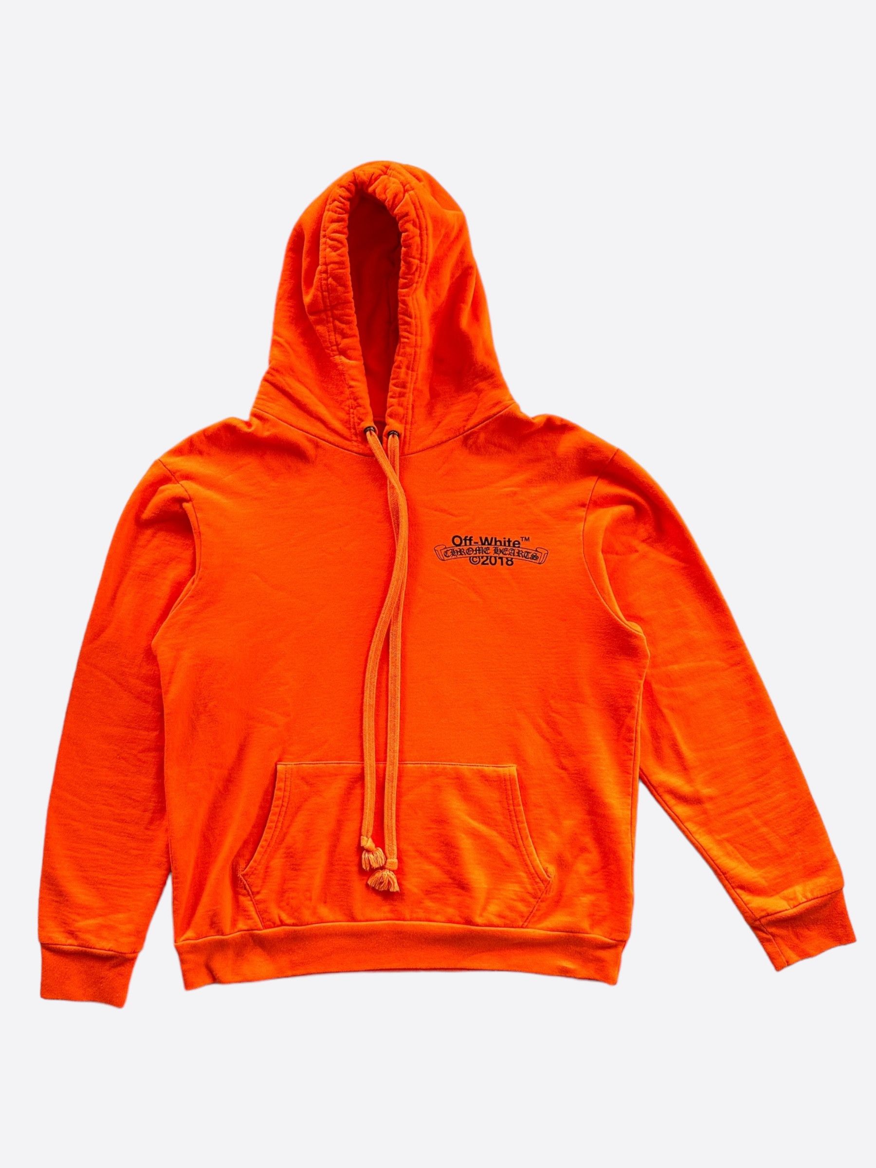 Chrome Hearts Off White Chrome Hearts Off White Orange Black Scroll Logo Hoodie Grailed