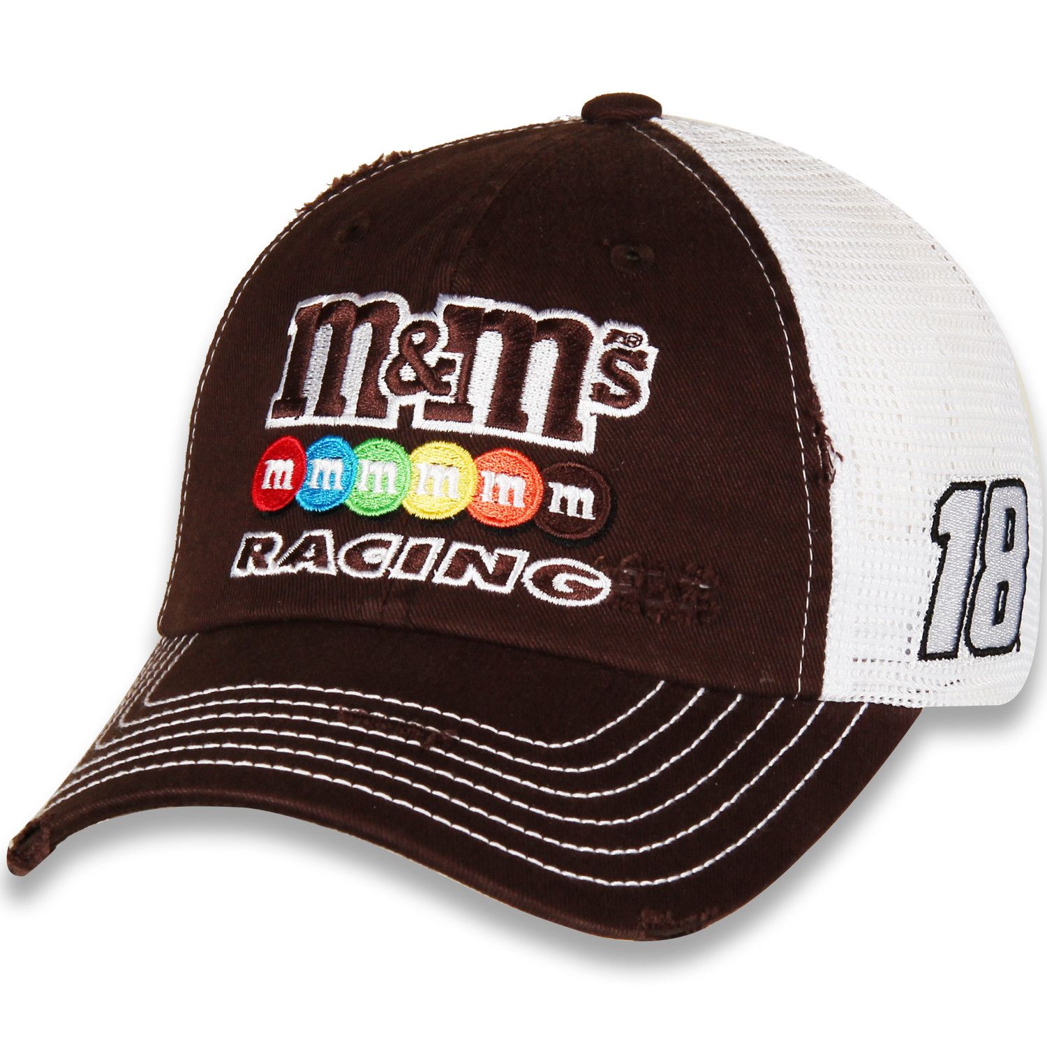 Other Kyle Busch #18 M & M brown/white mesh ball cap Size ONE SIZE - 2 Thumbnail