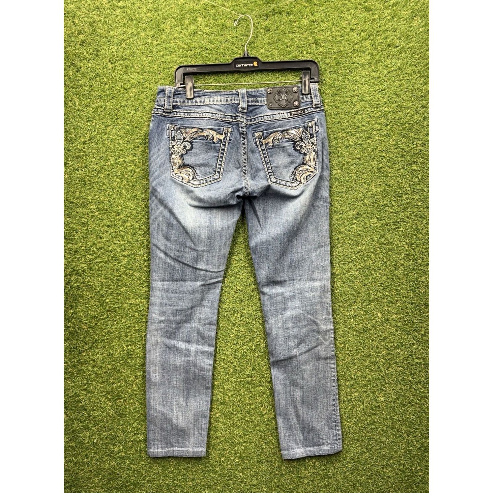 Miss Me Miss Me Jeans Womens 30 Blue Classic Light Wash Denim Embellished Button 5-Pocket Skinny Size 30" / US 8 / IT 44 - 2 Thumbnail