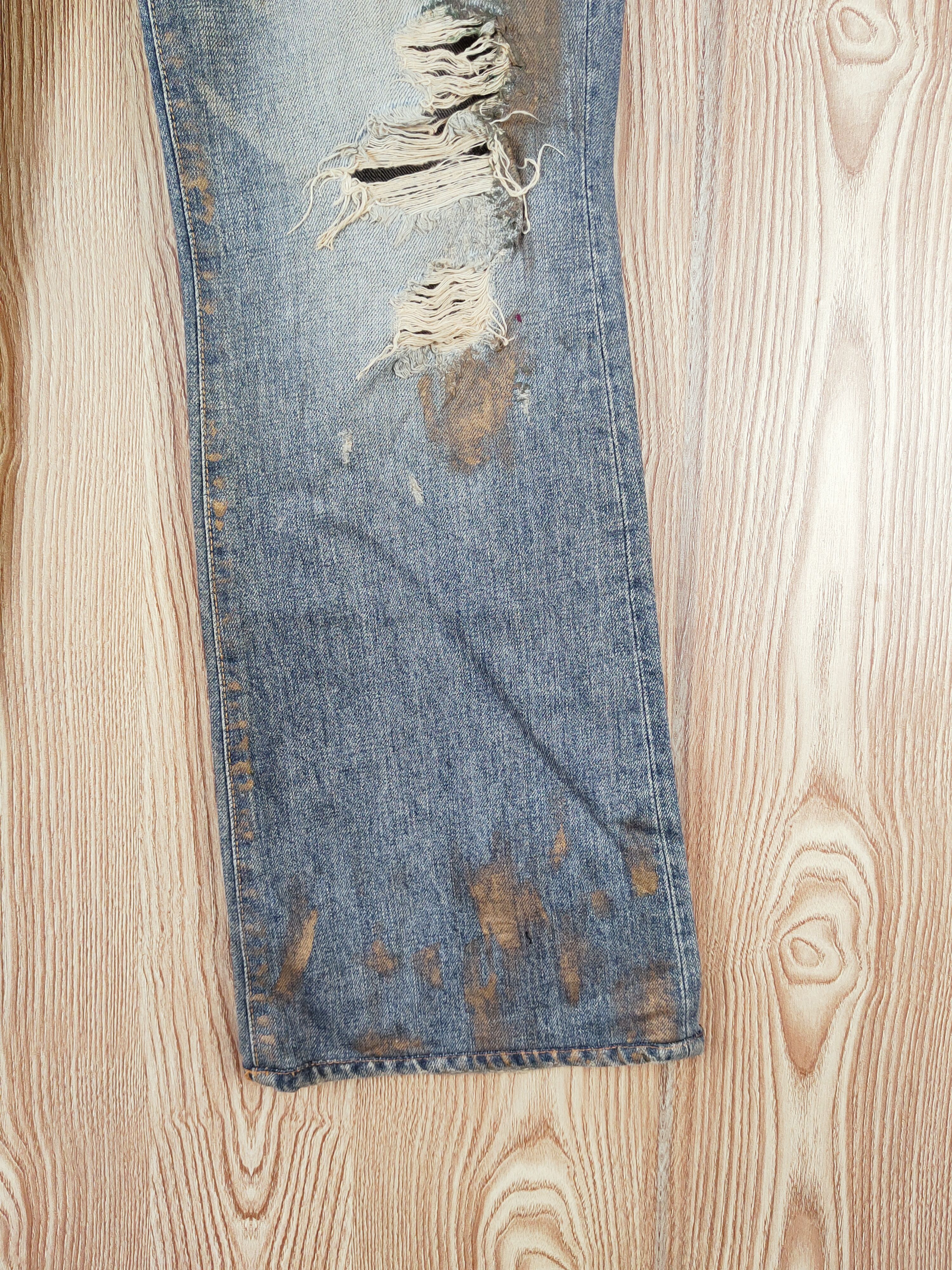 Japanese Brand Blue Way Dark Blue Faded Distressed Ripped Jeans #W784 Size US 32 / EU 48 - 6 Thumbnail