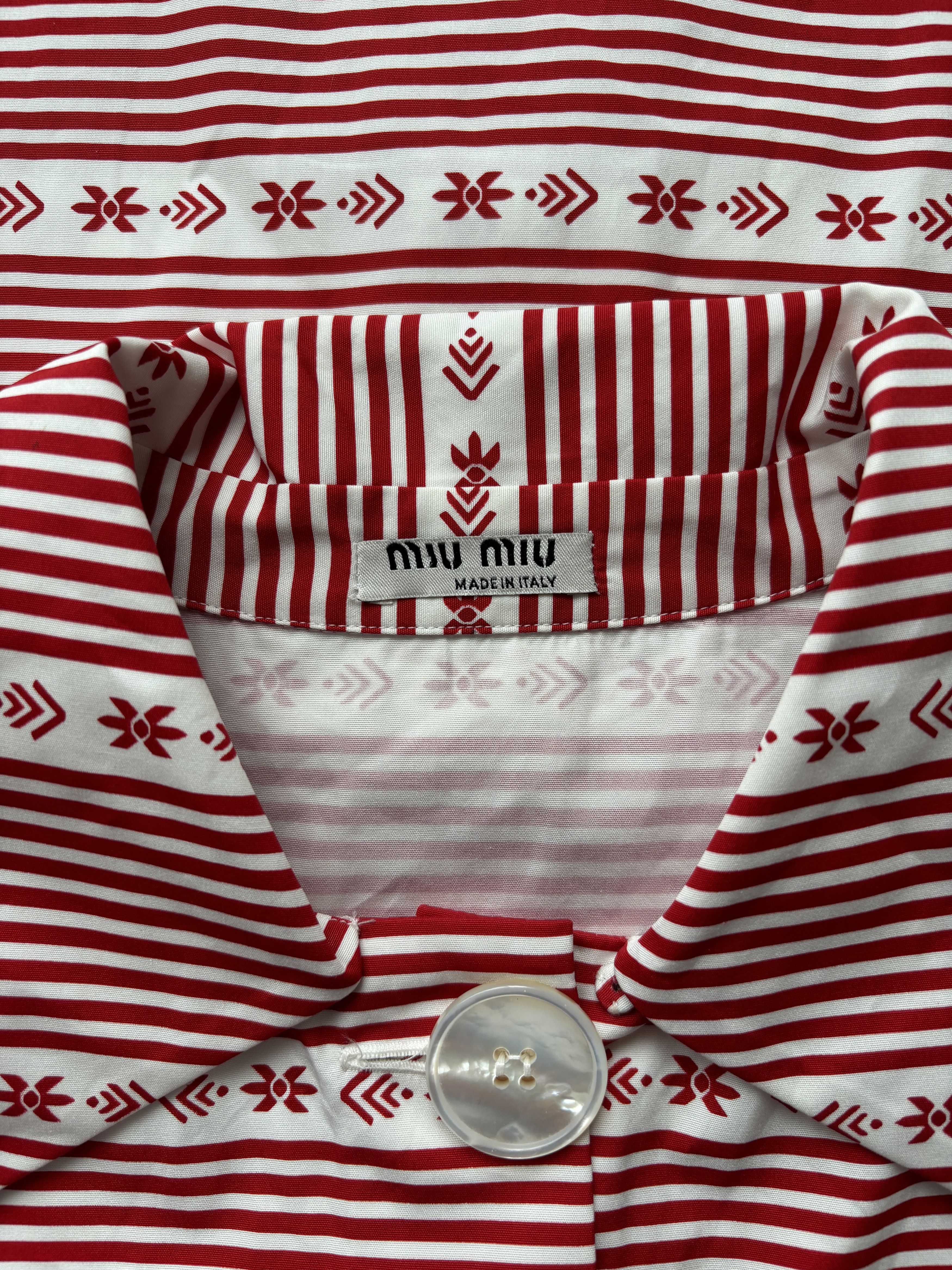 Miu Miu ⚡️QUICK SALE⚡️2015 Miu Miu Runway Red White Button Up Shirt Size M / US 6-8 / IT 42-44 - 5 Thumbnail