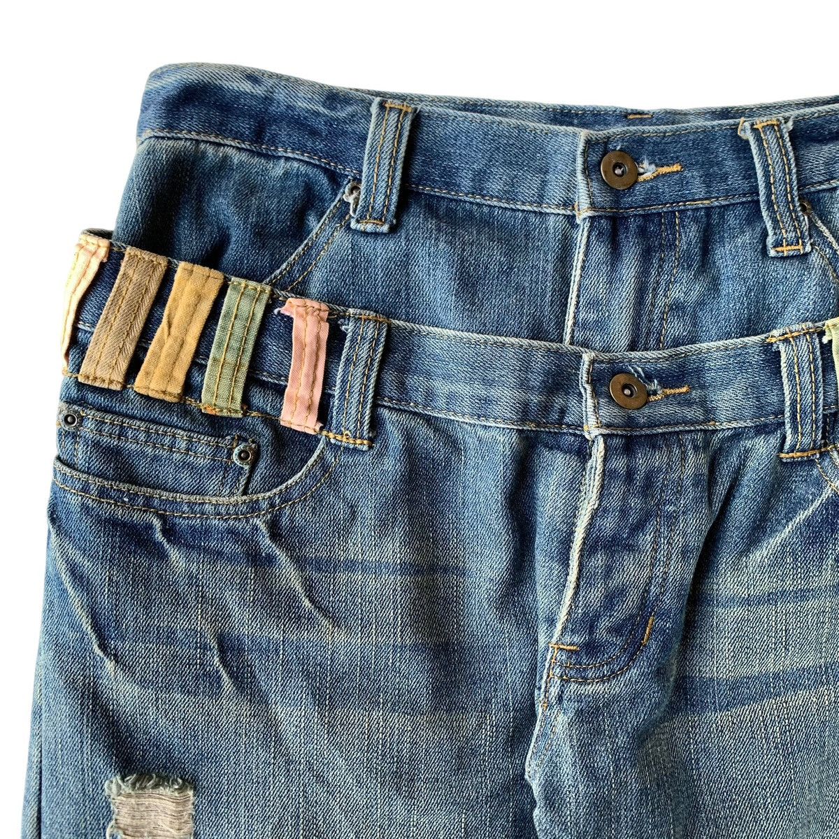 Hysteric Glamour × Japanese Brand Rare Y2K Japanese Brand Browny Double Waist distressed Jeans Size US 31 - 2 Thumbnail