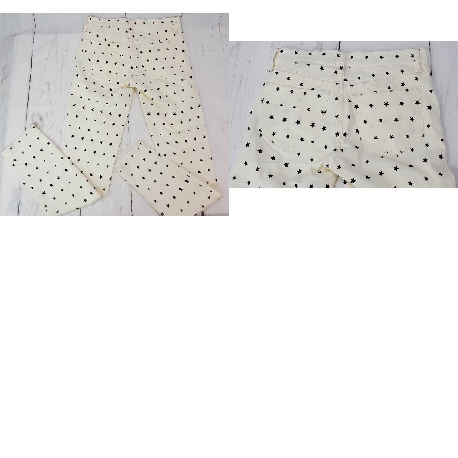 J.Crew J.CREW Toothpick Skinny Jean Women 24 White Star Print Mid Rise Stretch EUC - Regular - 26x27 - 4th Of July Theme - Stars - Denim - Cotton Blend Size 26" / US 2 / IT 38 - 8 Thumbnail