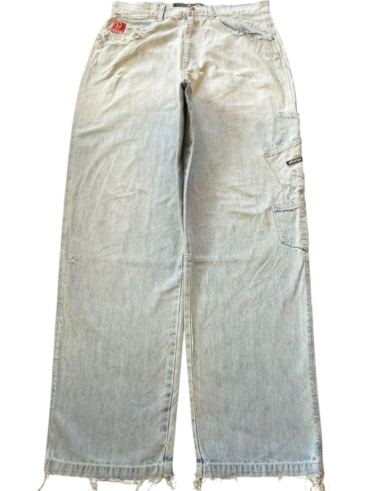 Fubu Vintage Japanese Brand Carpenter Cargo Distress Baggy Jeans Size US 35 - 2 Thumbnail