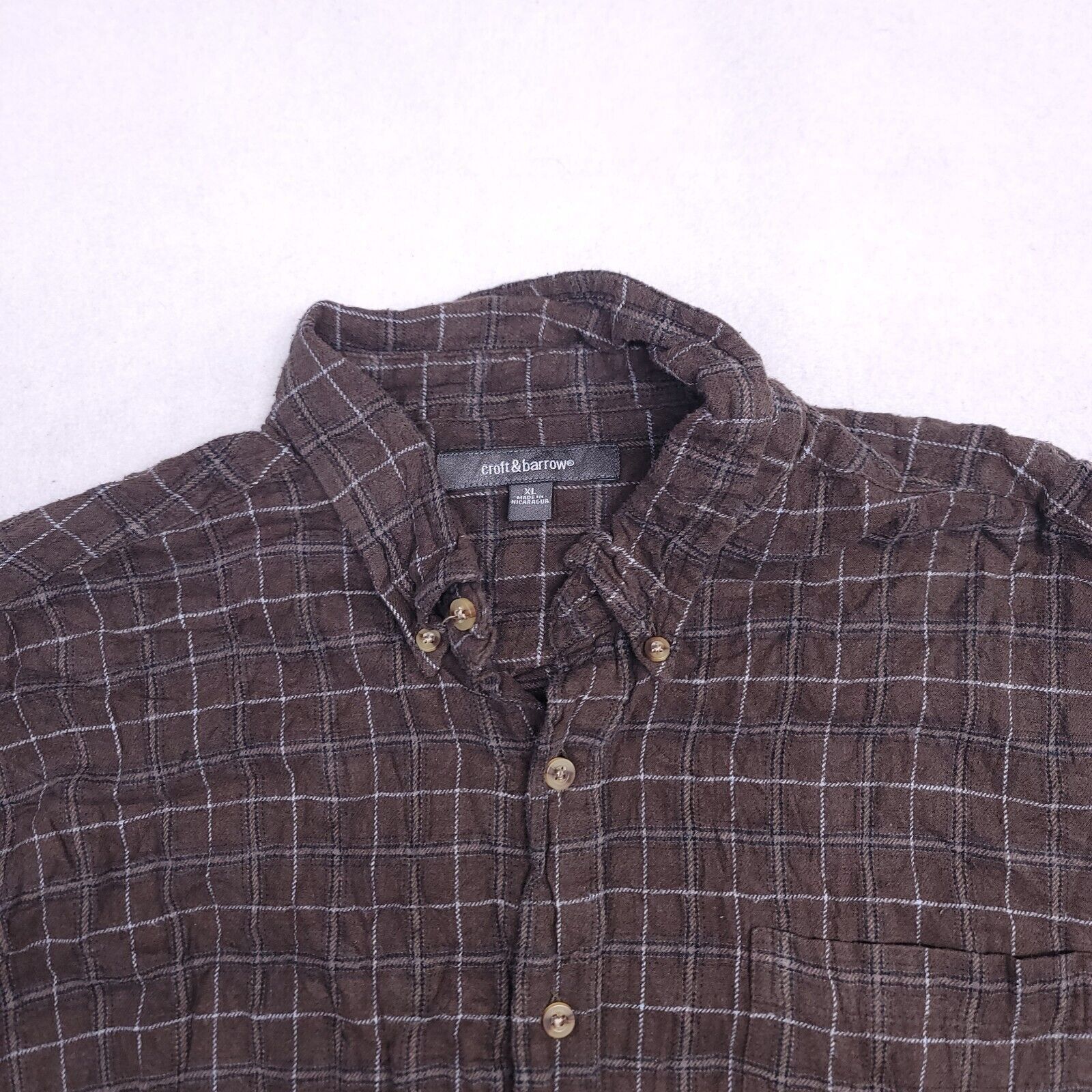 Croft & Barrow Croft & Barrow Windowpane Flannel Shirt Mens Size XL Brown Size US XL / EU 56 / 4 - 1 Thumbnail
