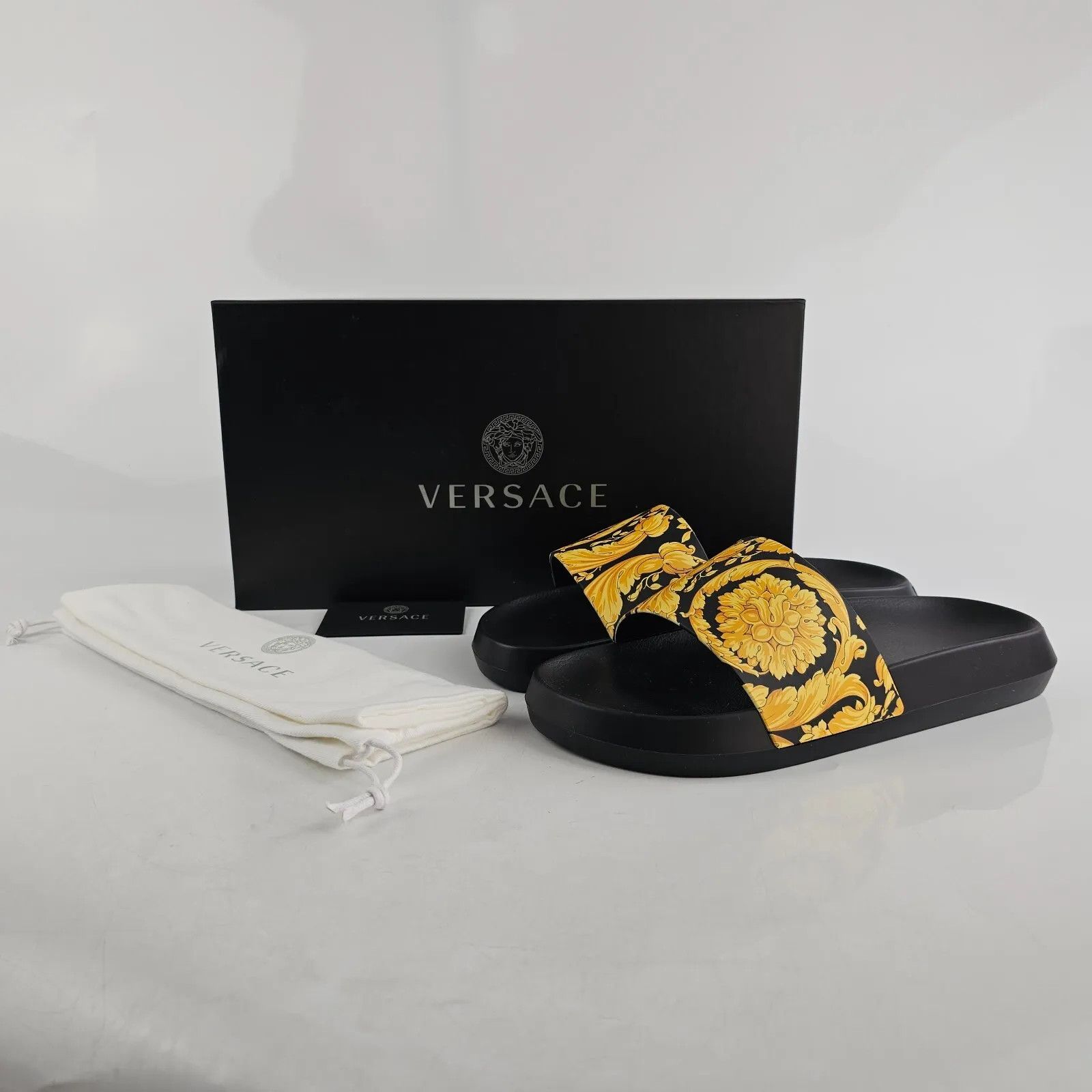 Versace Versace Baroque Black Slide Sandals New Size US 7 / EU 40 - 2 Thumbnail