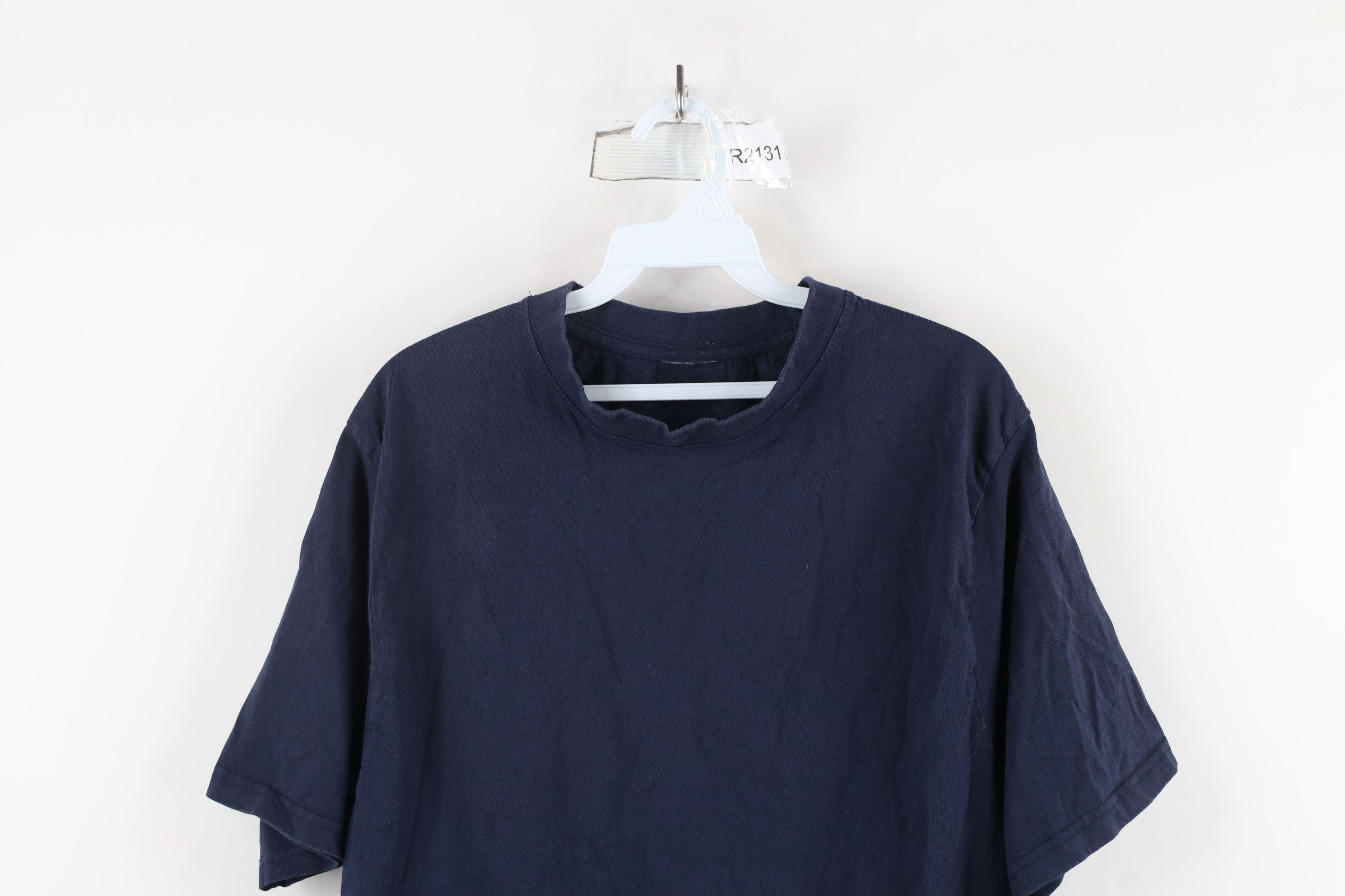Vintage Vintage 90s Streetwear Heavyweight Cotton T-Shirt Navy Blue Size US XL / EU 56 / 4 - 2 Thumbnail
