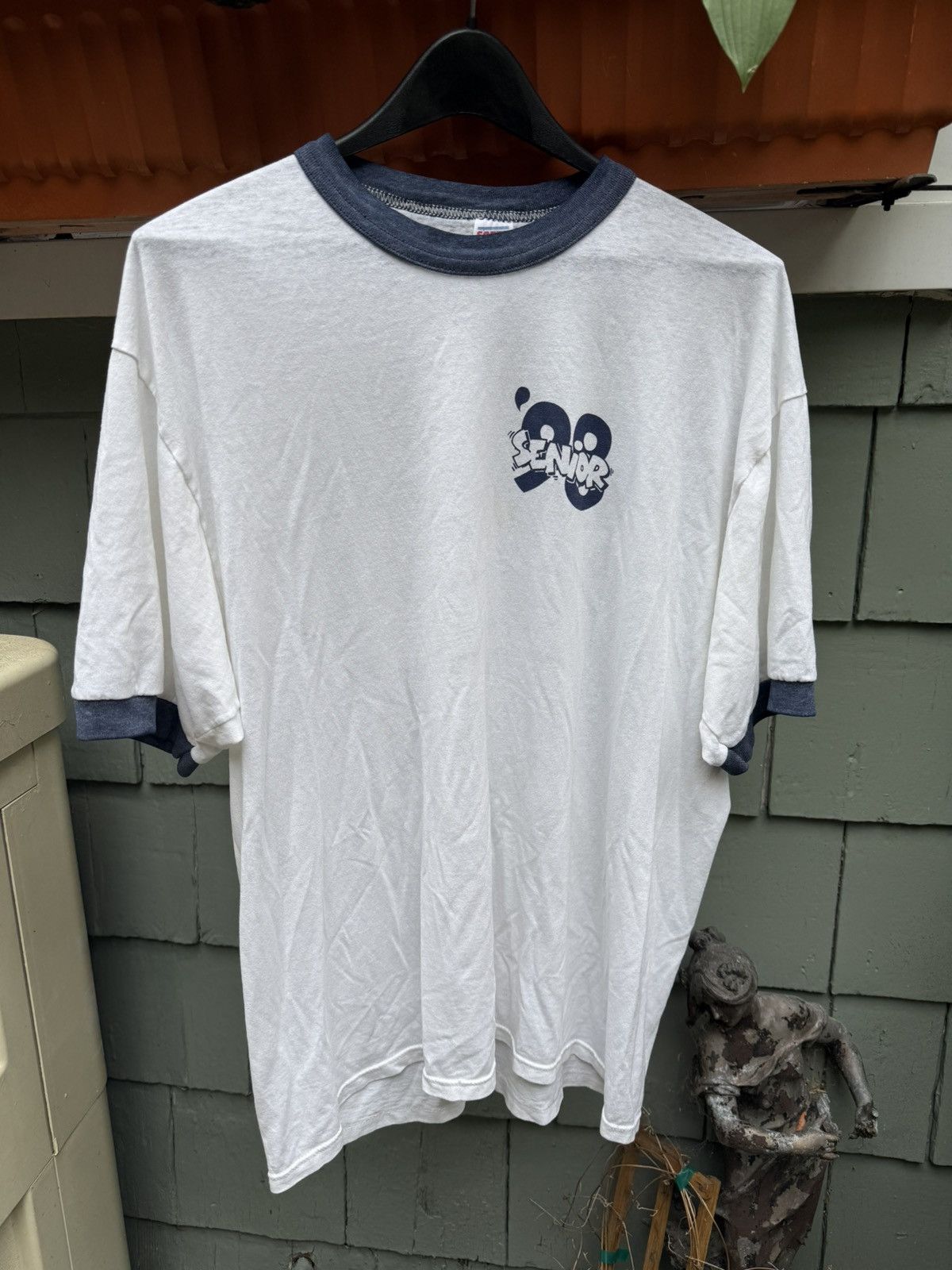 Vintage Vintage paper thin varsity 90s white blue shirt Size US XL / EU 56 / 4 - 3 Thumbnail