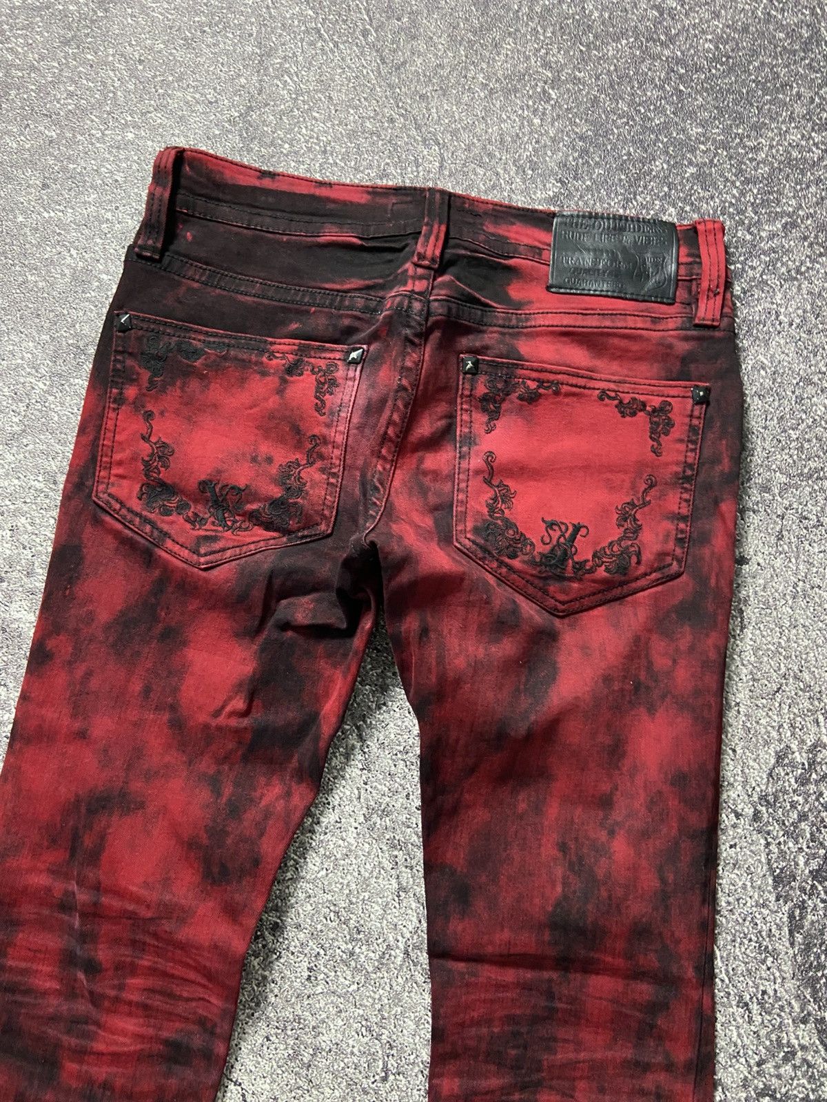If Six Was Nine Xfrm blood red punk stretch jeans Size 29" - 11 Thumbnail