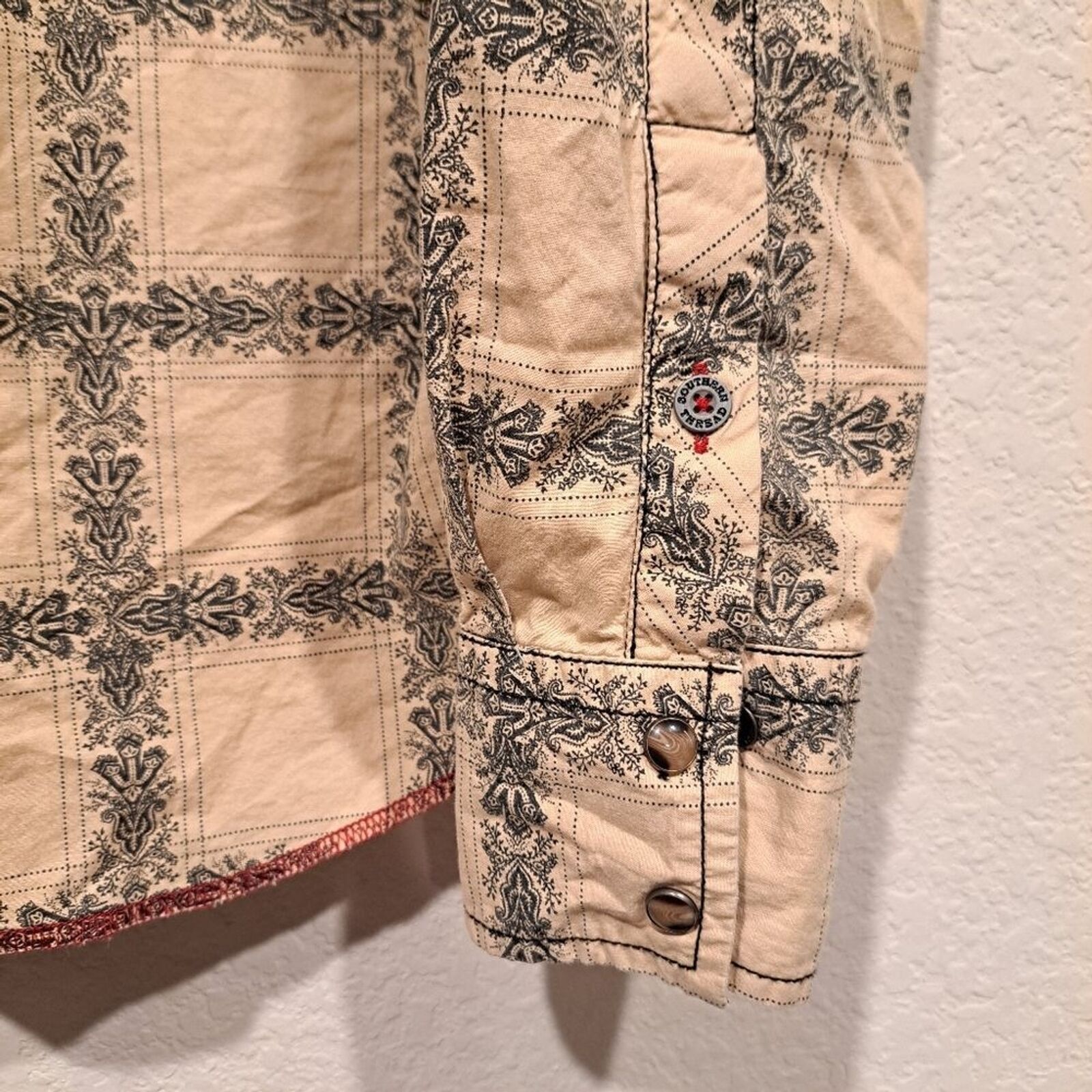 Other Southern Thread pearl snap western cowboy shirt tan men's L Size US L / EU 52-54 / 3 - 3 Thumbnail