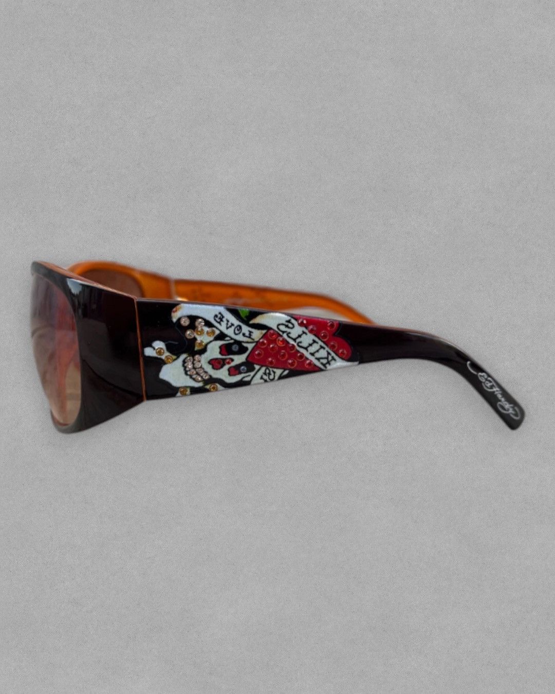 Ed Hardy Rare Y2K ED HARDY “LOVE KILLS” Beaded Skull Glasses Size ONE SIZE - 8 Thumbnail