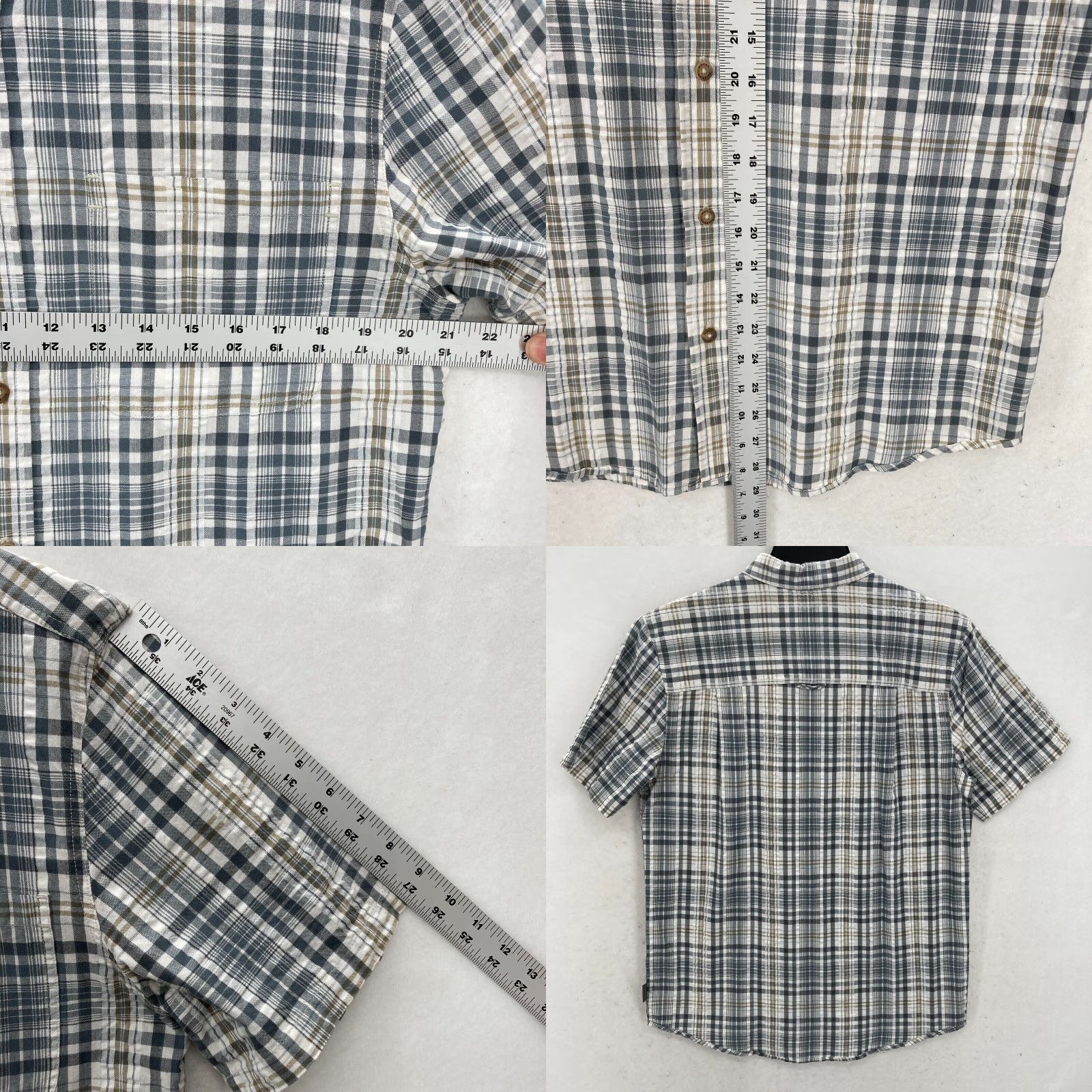 Royal Robbins Royal Robbins Seersucker Button Down Short Sleeve Shirt Mens Medium Gray Plaid Size US M / EU 48-50 / 2 - 8 Thumbnail