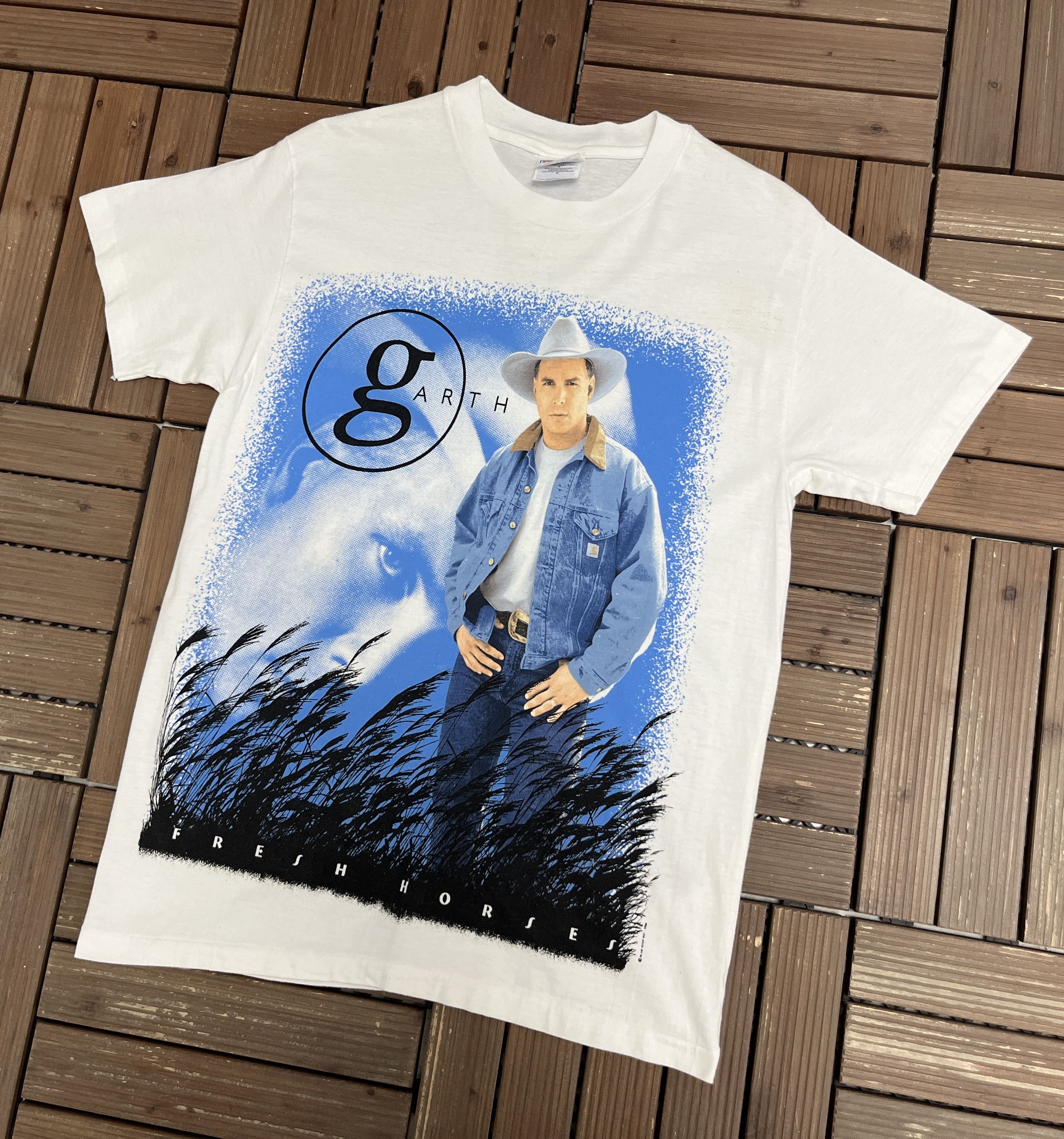 Vintage 90s Garth Brooks Tour Shirt Fresh Horses 1996 Hanes Beefy