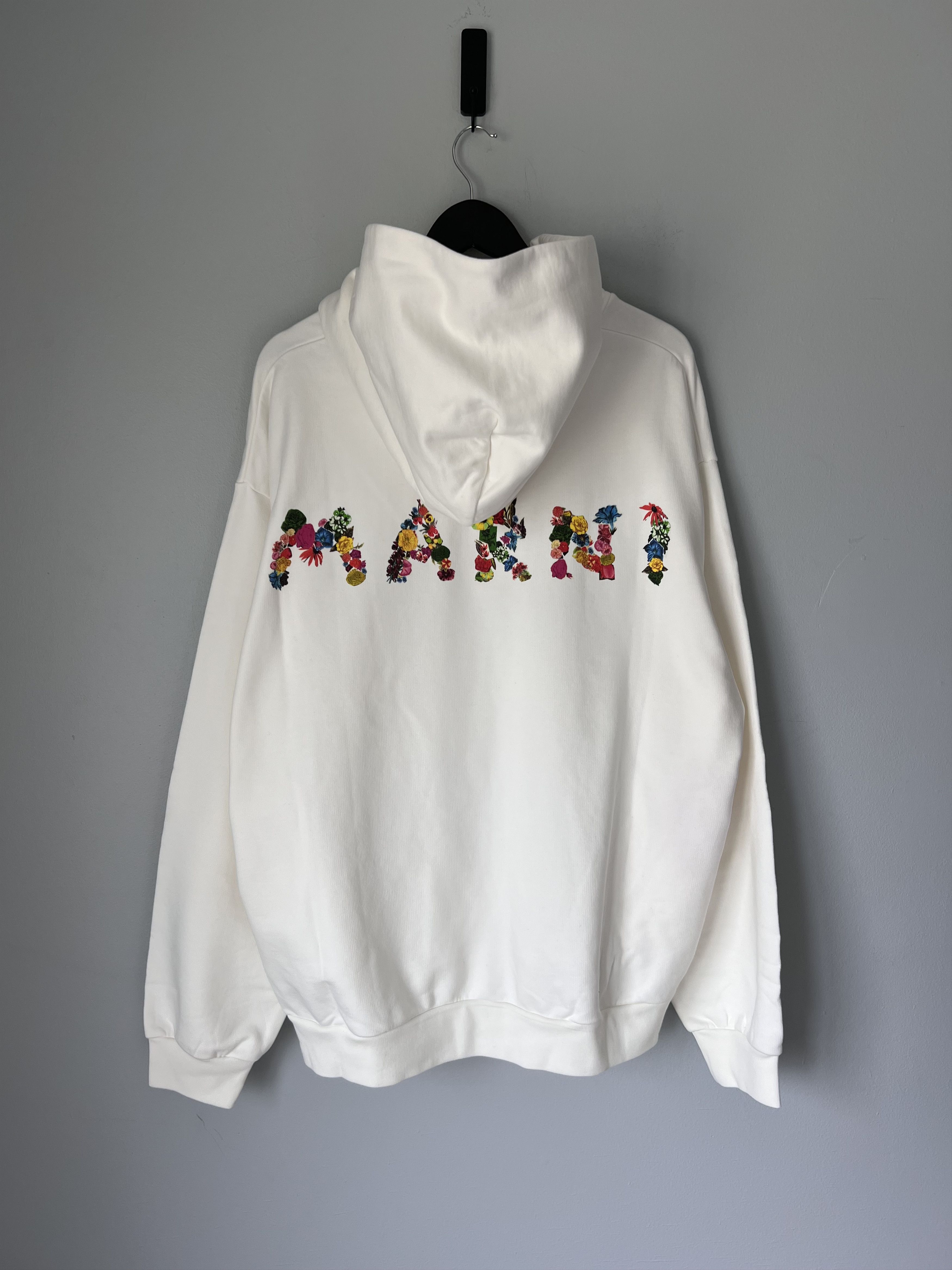 Marni Marni Collage Bouquet Logo Hoodie in White Size US M / EU 48-50 / 2 - 1 Thumbnail