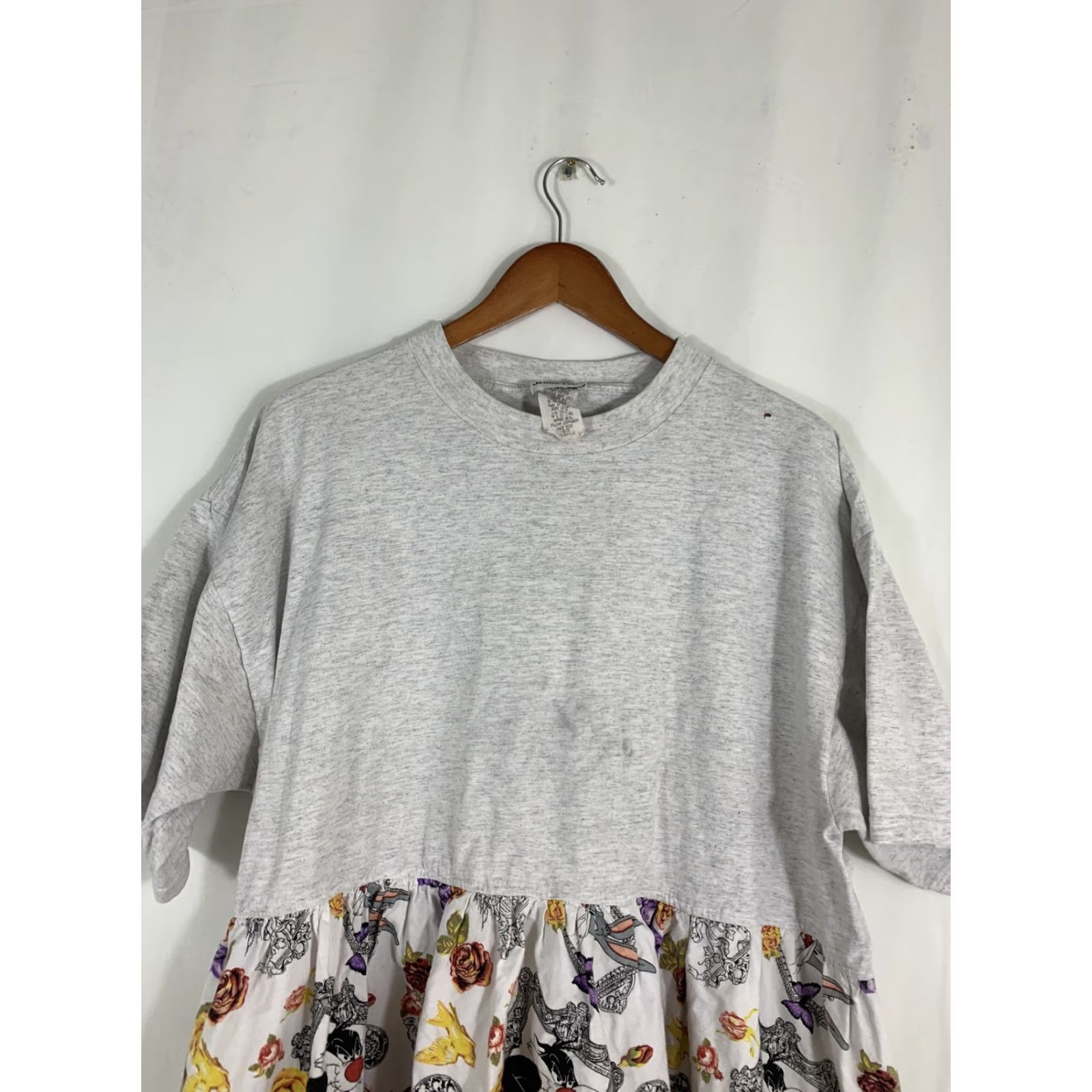 Vintage VINTAGE Looney Tunes Women's Shirt Dress L Gray Cotton 80s 90s American Tweety Bird Dress Shirt Womens Size L / US 10 / IT 46 - 2 Thumbnail