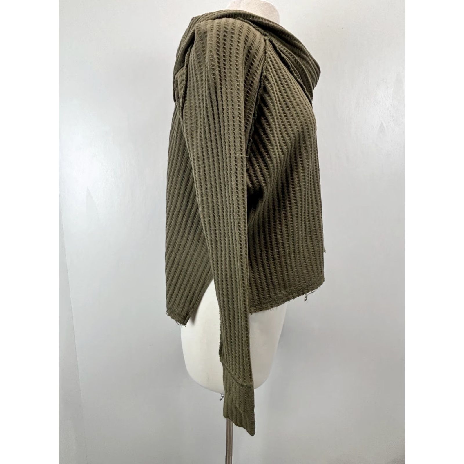Vintage We The Free Cowl Neck Thermal Blouse Green Women's Medium Bohemian Size M / US 6-8 / IT 42-44 - 2 Thumbnail