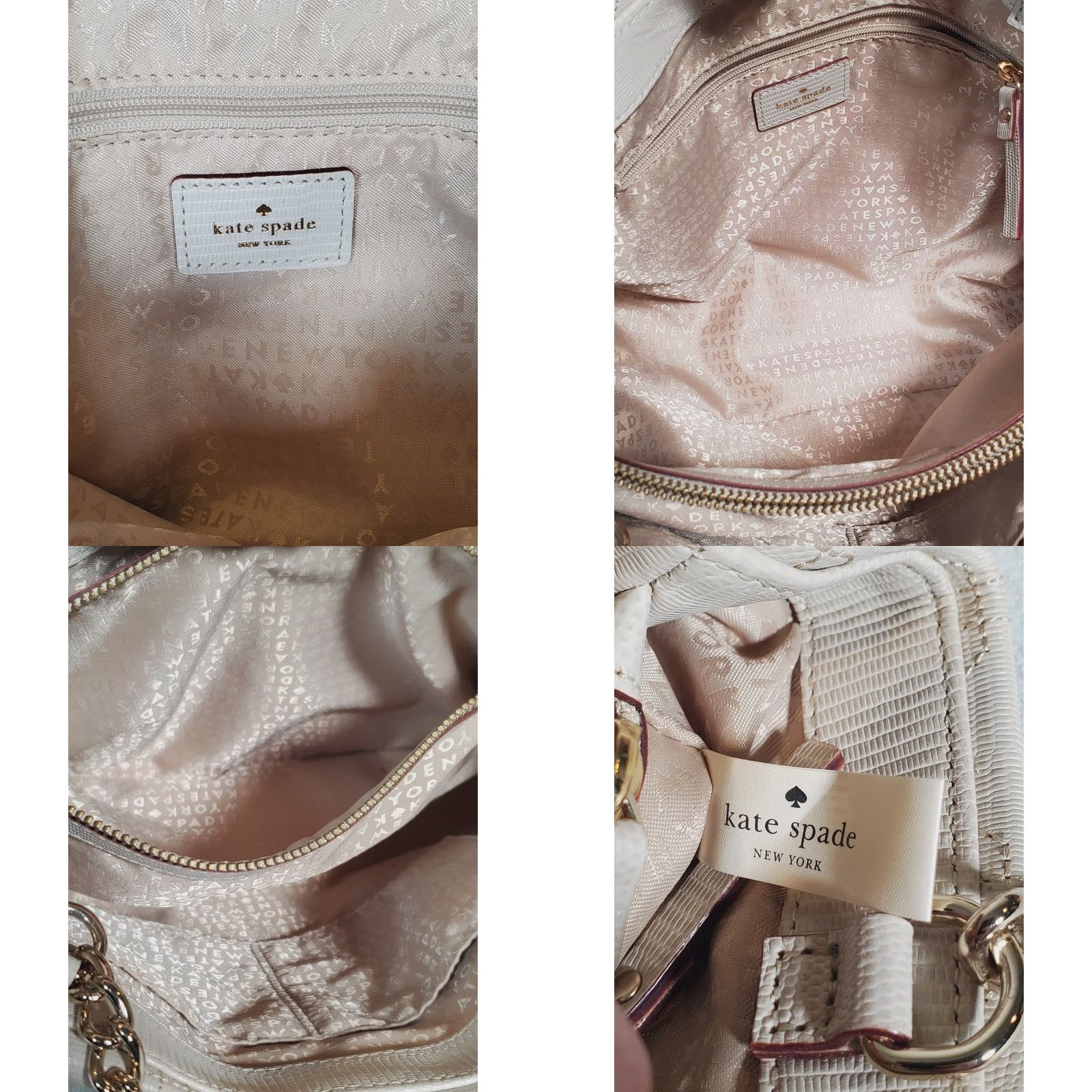 Vintage Kate Spade Astor Court Elena Quilted Handbag Ivory Leather Women Large Size ONE SIZE - 10 Thumbnail