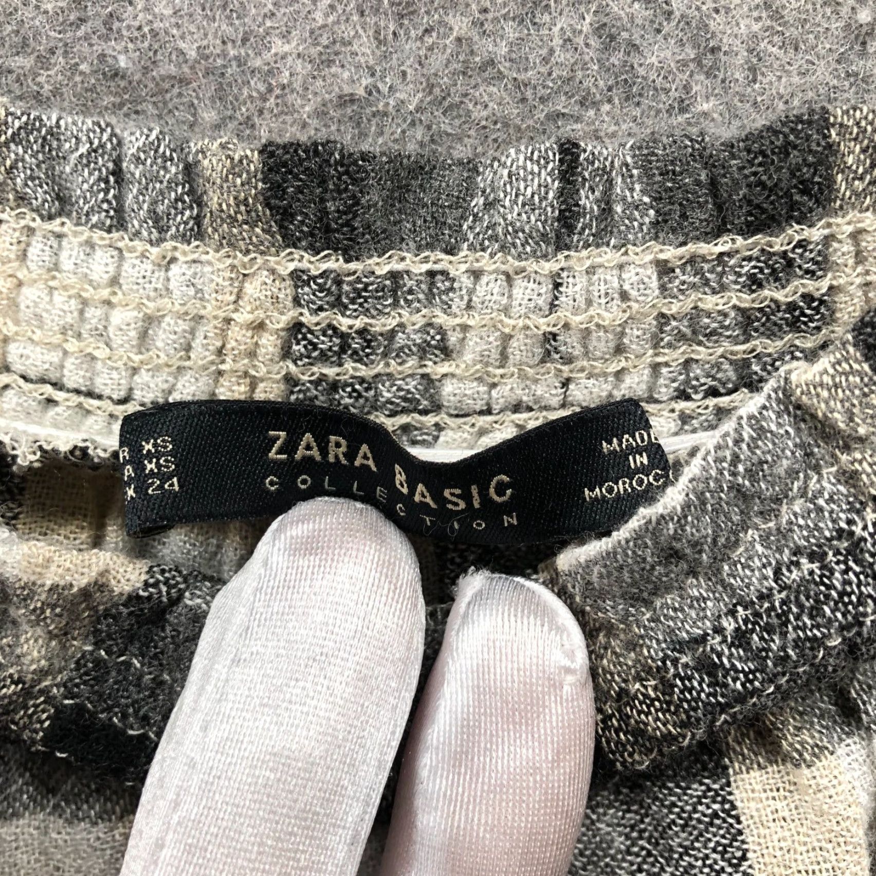 Zara Zara Off The Shoulder Plaid Mini Dress XS Beige Black 3/4 Sleeve Wool Blend Womens Size XS / US 0-2 / IT 36-38 - 5 Thumbnail