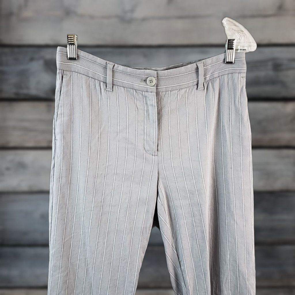 J. Jill J Jill Womens Linen Stretch Cropped Pants Sz 6 Gray Striped Mid Rise Size 28" / US 6 / IT 42 - 1 Thumbnail