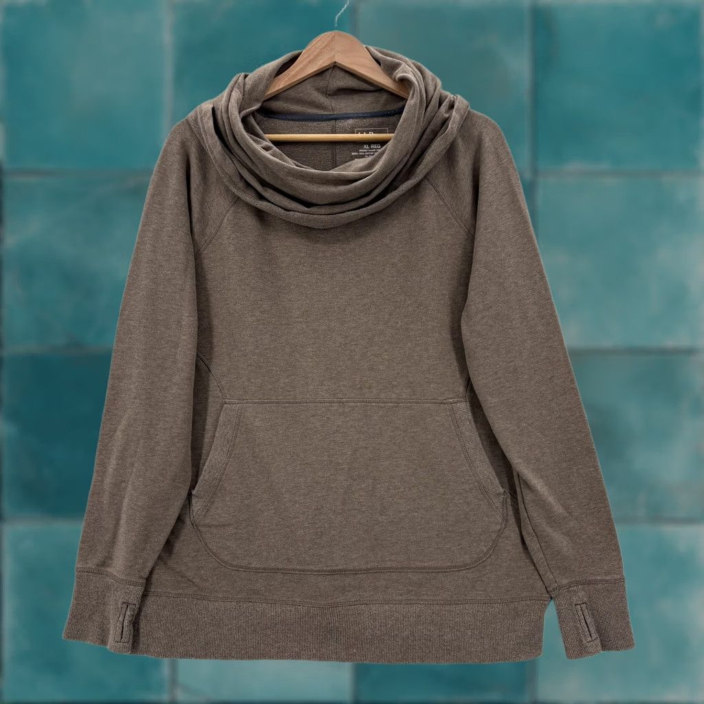 Vintage L.L.Bean Womens XL Brown Cowl Neck Fleece Pullover Kangaroo Pocket Size XL / US 12-14 / IT 48-50 - 1 Thumbnail