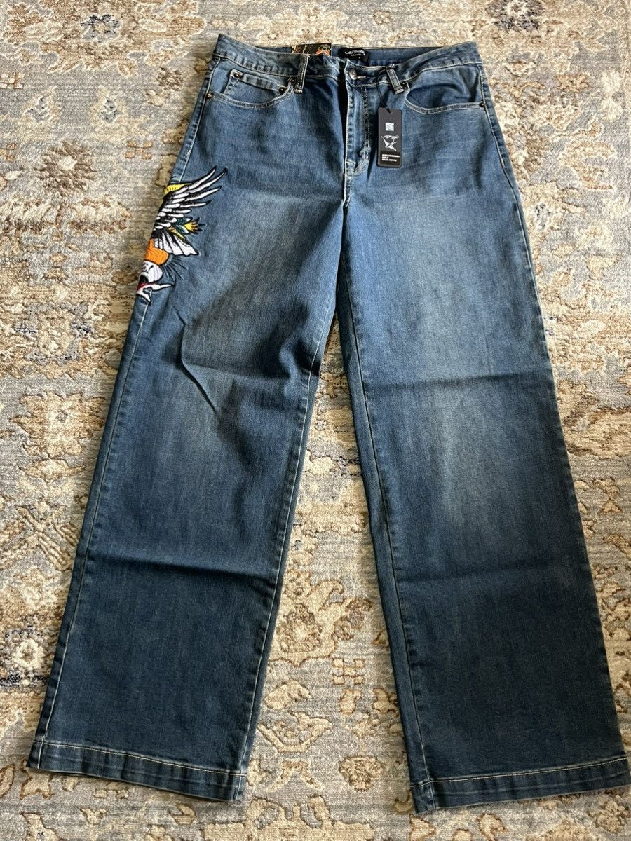 Ed Hardy BRAVE HEARTS STAY TRUE GRAPHIC BAGGY ED HARDY JEANS 32 Size US 32 / EU 48 - 2 Thumbnail