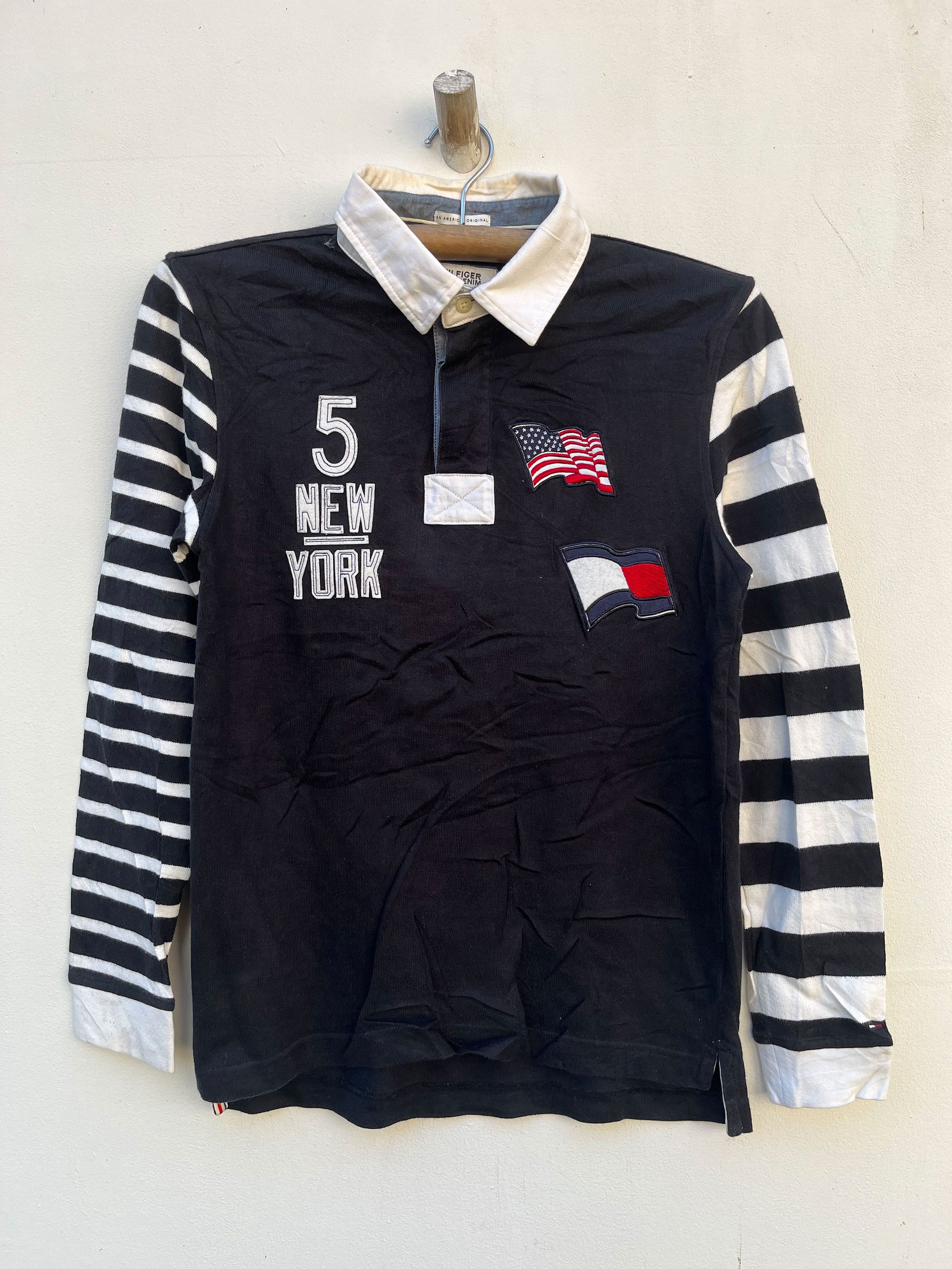 Designer × Tommy Hilfiger HIlfiger Denim Striped Sleece Long Sleeve Rugby Polos Size US S / EU 44-46 / 1 - 1 Thumbnail