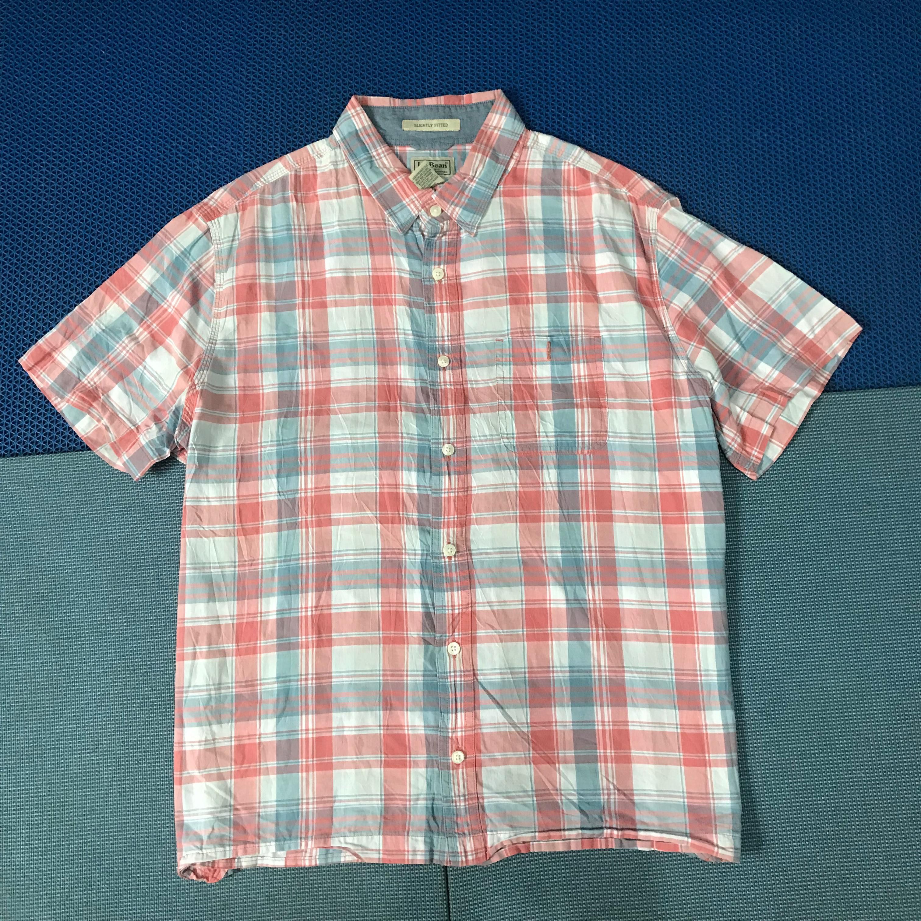 L.L. Bean LL Bean Plaid Tartan Madrass shirt Short Sleeves red Size US L / EU 52-54 / 3 - 7 Thumbnail