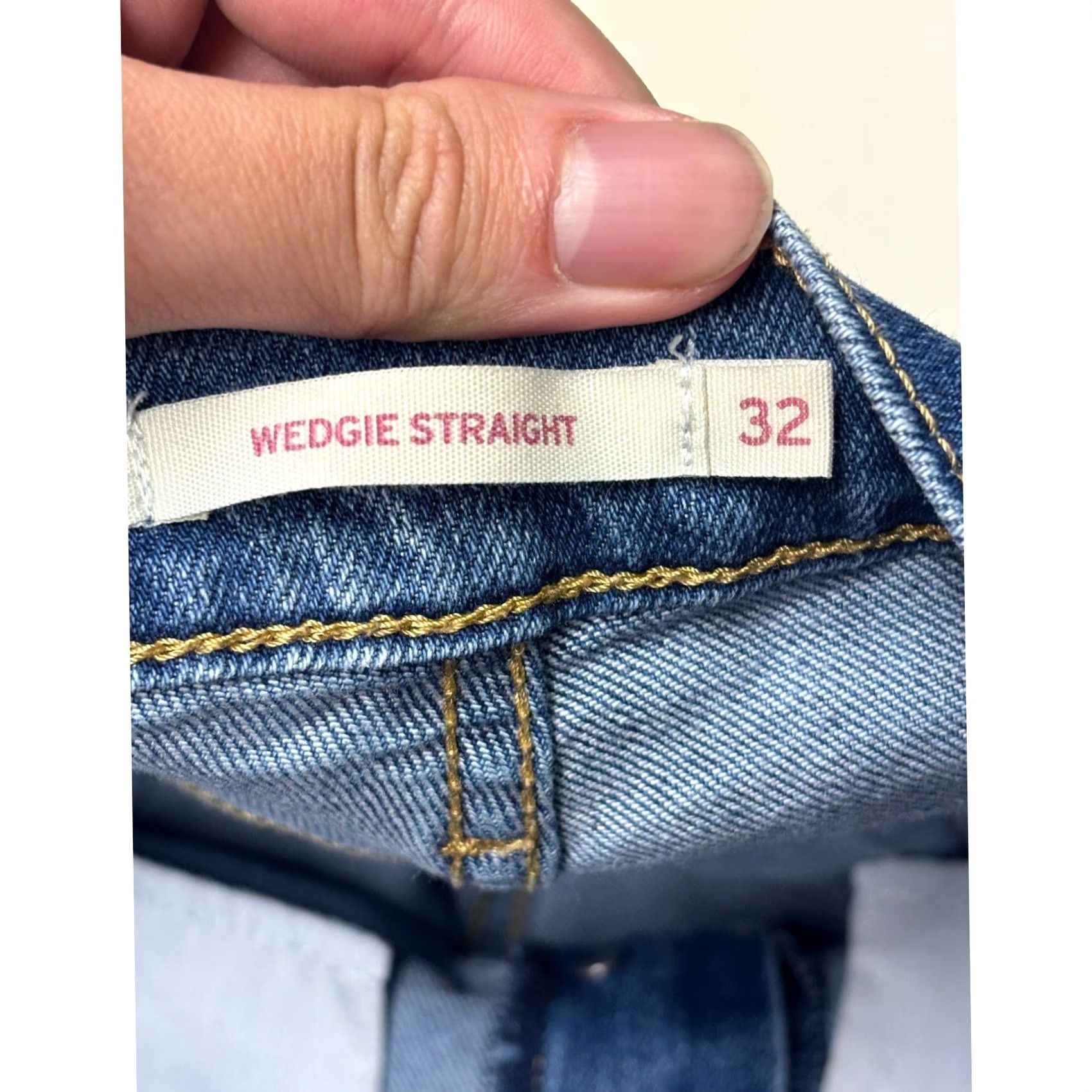 CO Levi Strauss Co Wedgie Straight Jeans Medium Wash Distressed Button Fly 32x28 Size 24" / US 00 / IT 34 - 5 Thumbnail