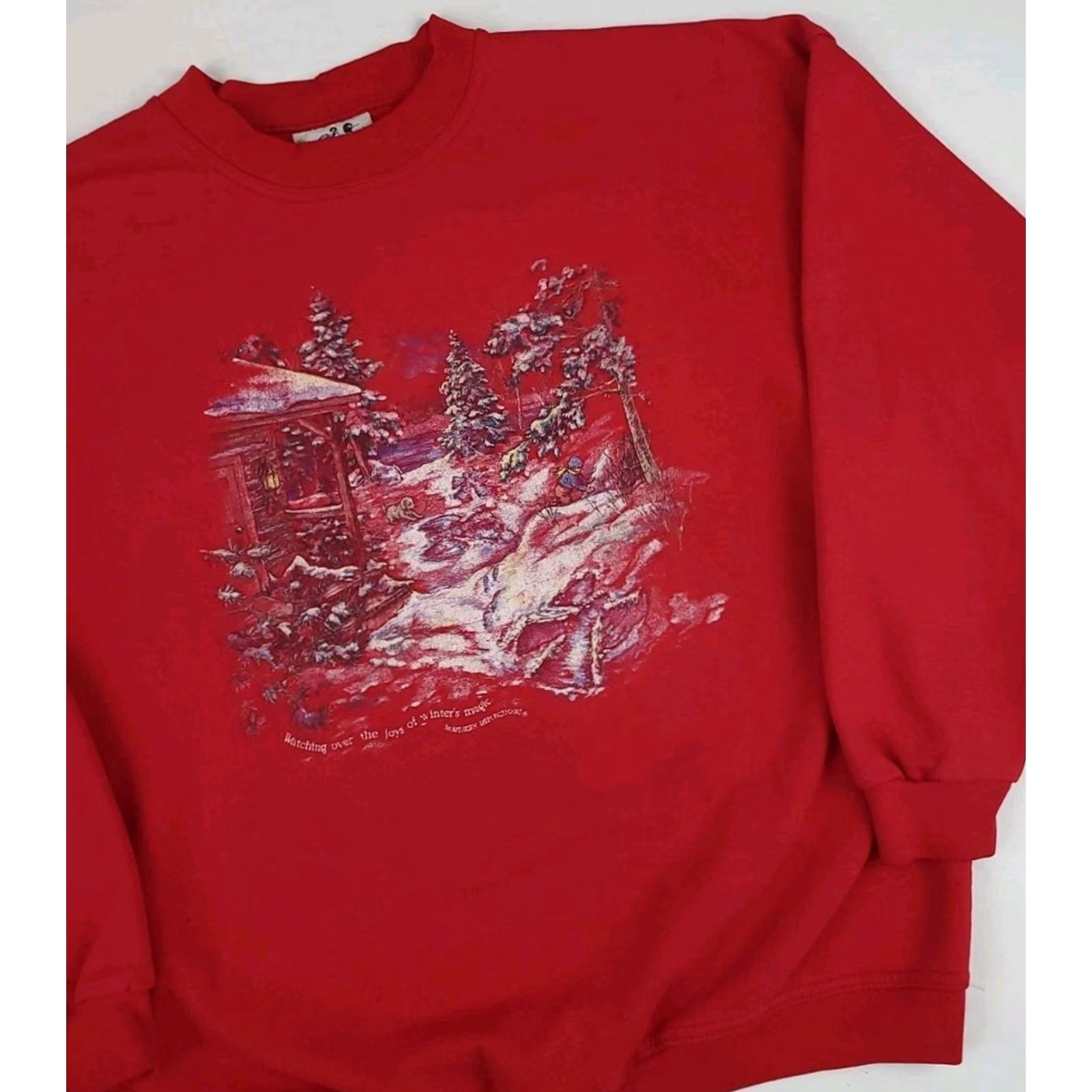 Northern Reflections VINTAGE Northern Reflections Sweatshirt Red 90s Winter Outdoor Scenic Print Pullover Unisex Adults L Mens Womens Size L / US 10 / IT 46 - 2 Thumbnail
