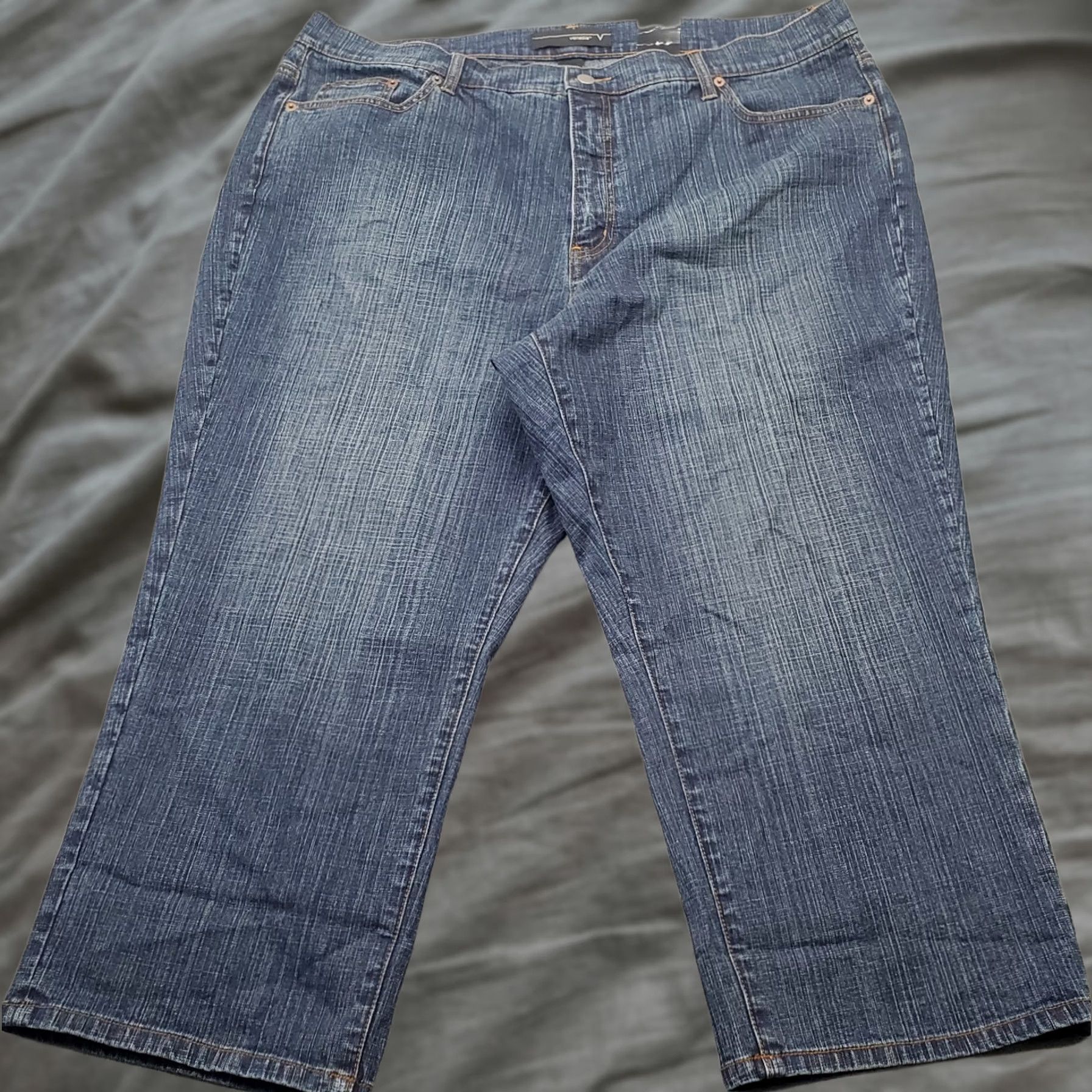 Denime Venezia Jeans Womens 24 Blue Denim Faded Stretch 5-Pockets Low Waist Relaxed Fit Jeans Size 42" / US 20 - 1 Thumbnail