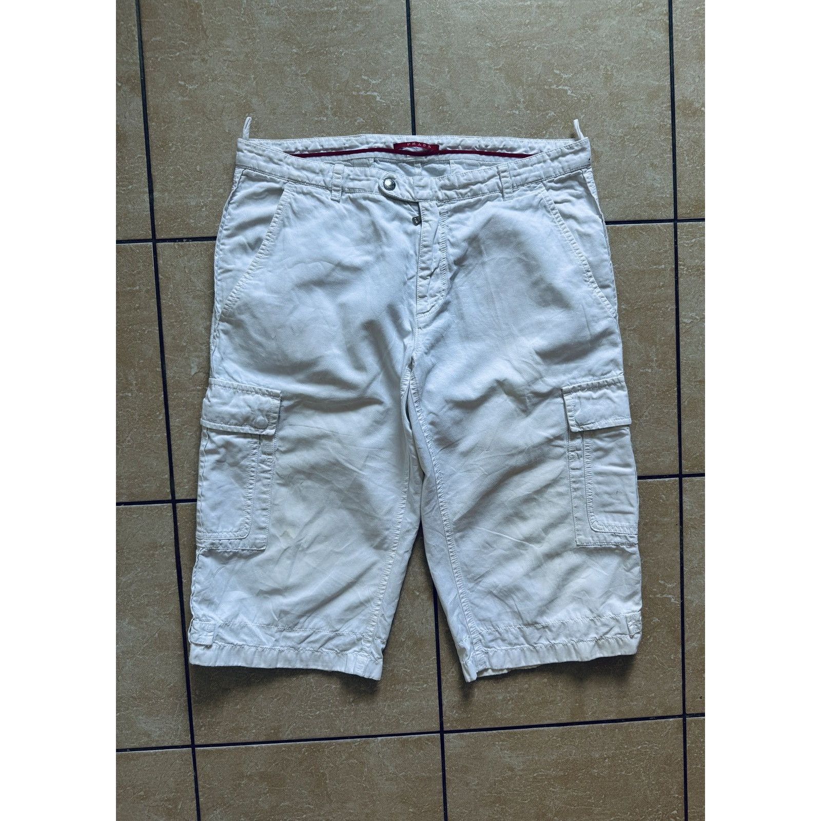 Prada Prada Milano Vintage 2007 Cotton Linen Cargo Shorts Size US 33 - 2 Thumbnail