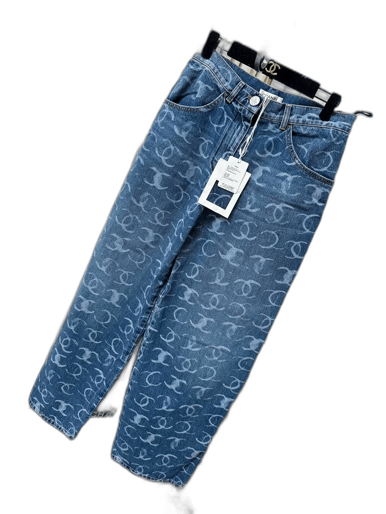 Chanel Chanel 23N Blue Graffiti CC Wide-Leg Jeans Size 38" / US 16 / IT 52 - 1 Thumbnail