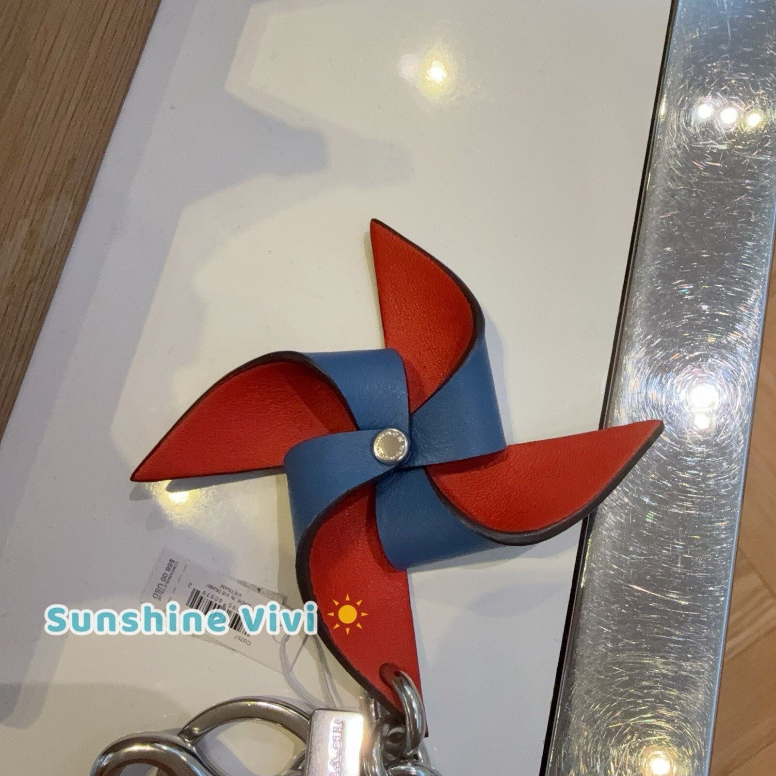 Coach NWT Coach Pinwheel Leather Sky Blue Bag Charm Key Ring CU257 Size ONE SIZE - 1 Thumbnail