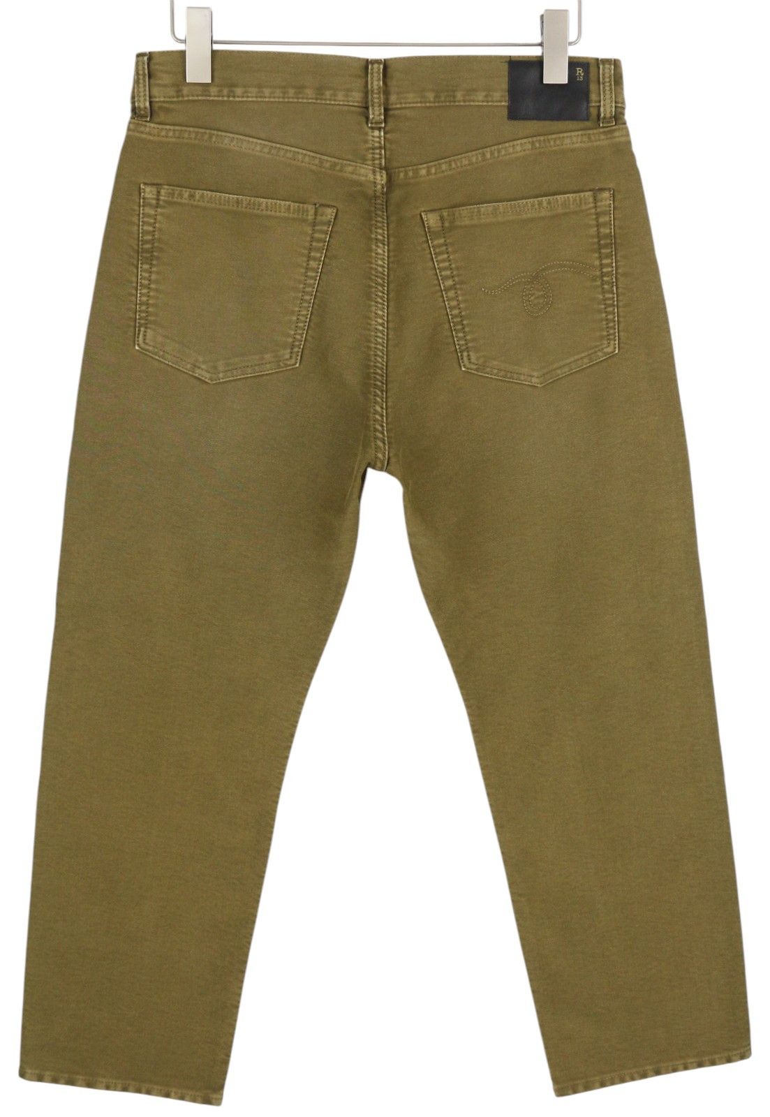 R13 BOYFRIEND 28 Olive Garment Dyed Moleskin Faded FW25 86535 Size 28" / US 6 / IT 42 - 2 Thumbnail