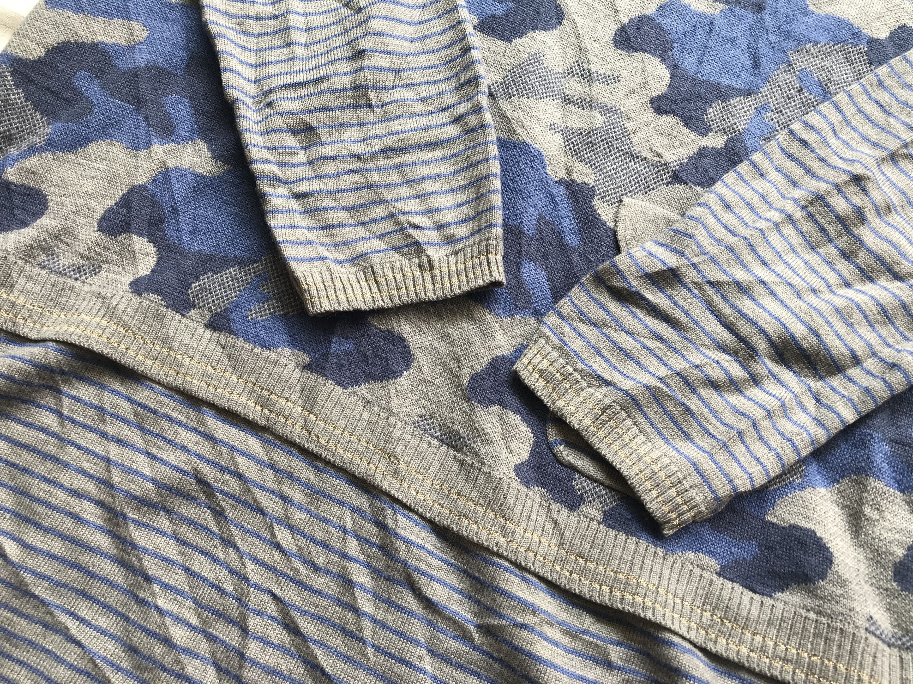 Kansai Yamamoto (J176) Kansai Bis Blue Gray Camouflage Sweater Blouse 11 Size S / US 4 / IT 40 - 4 Thumbnail