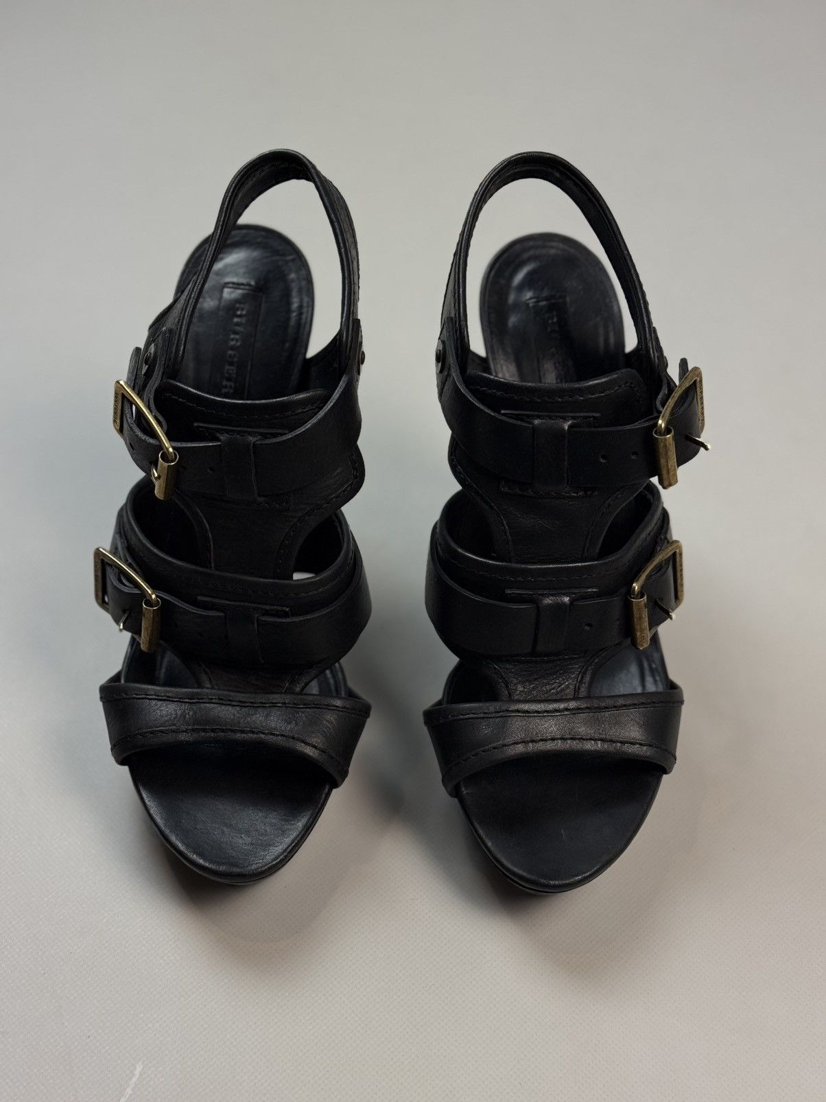Burberry Burberry Black Leather Strappy Stiletto Buckle Heels Shoes Size US 10 / IT 40 - 6 Thumbnail