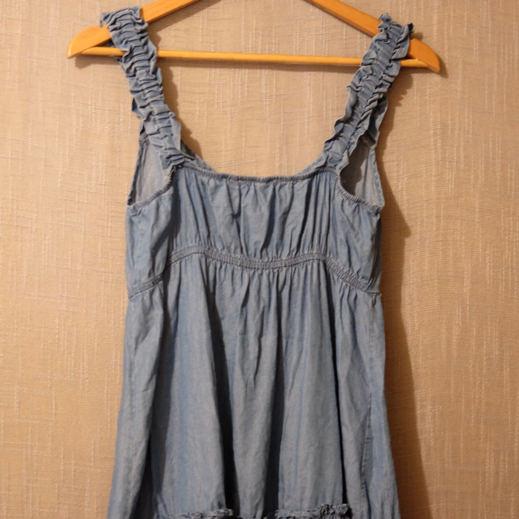 Vintage EUC Blu Pepper Kellie Chambray Mini Dress Blue Tiered Womens Size M #A1-109 Size M / US 6-8 / IT 42-44 - 5 Thumbnail