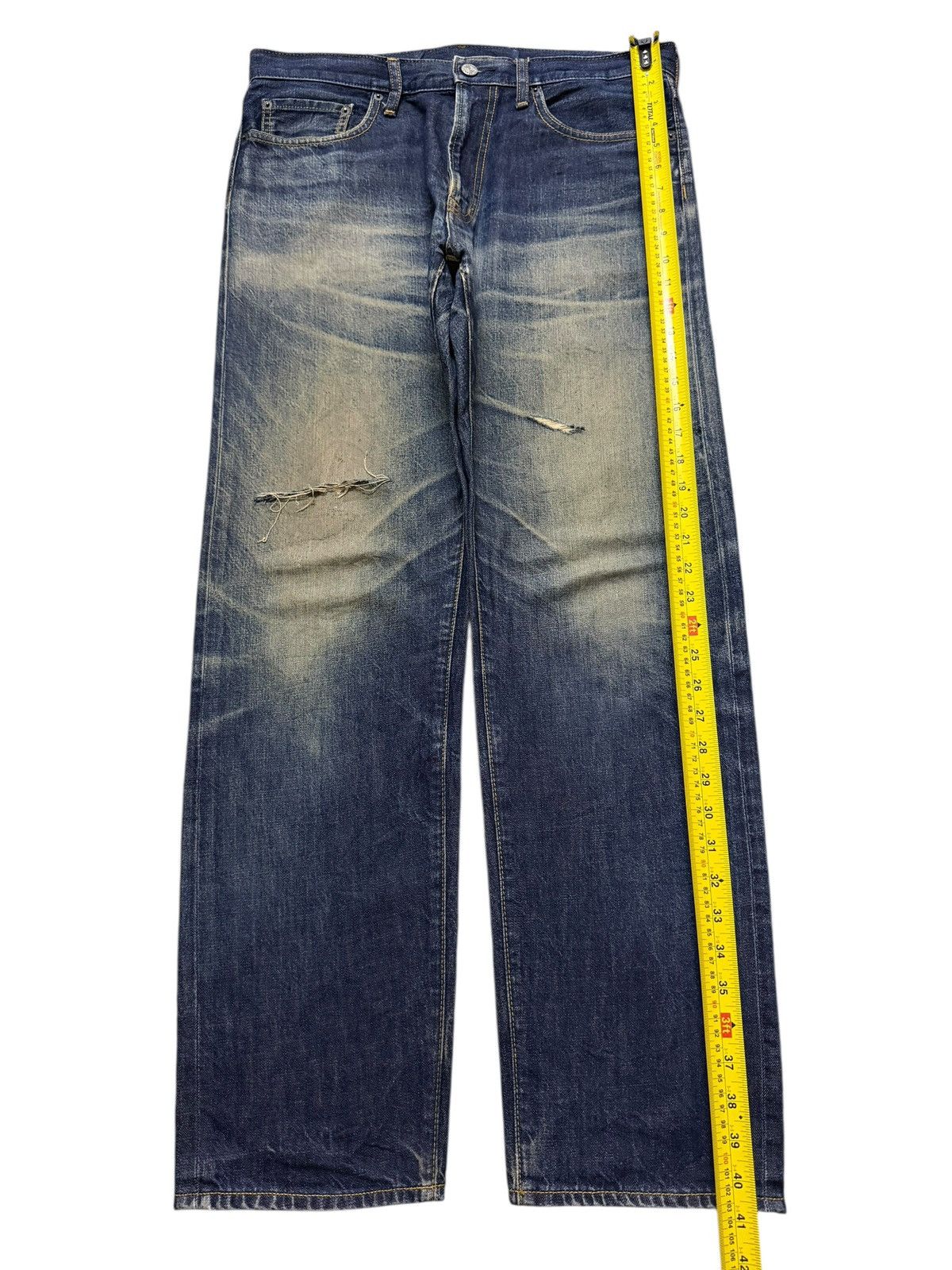 GU Vintage Y2K Japanese GU Blue Mud Wash Whisker Distressed Size US 34 / EU 50 - 8 Thumbnail