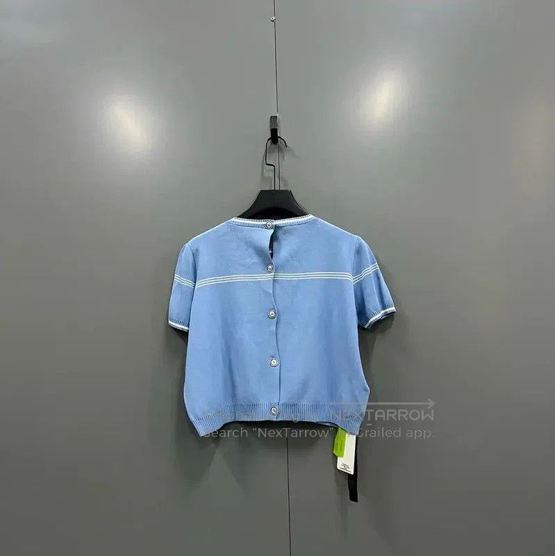 Miu Miu Miu Miu Blue Wool Summer Crop T-Shirt . Size XXS / US 00 / IT 34 - 2 Thumbnail