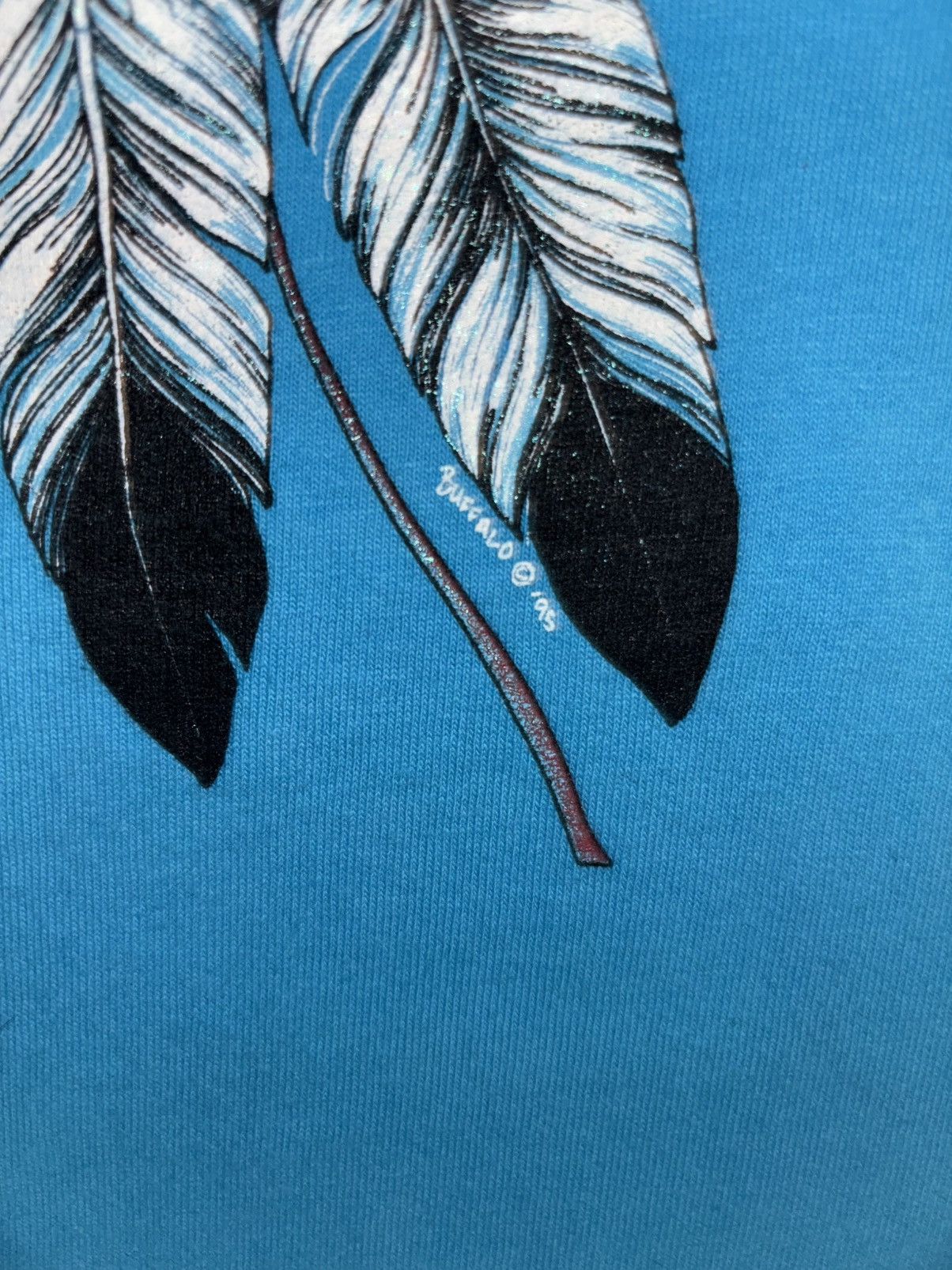 Fruit Of The Loom × Vintage Vintage 1995 Native American Indian T Shirt Size M Blue Size US M / EU 48-50 / 2 - 3 Thumbnail