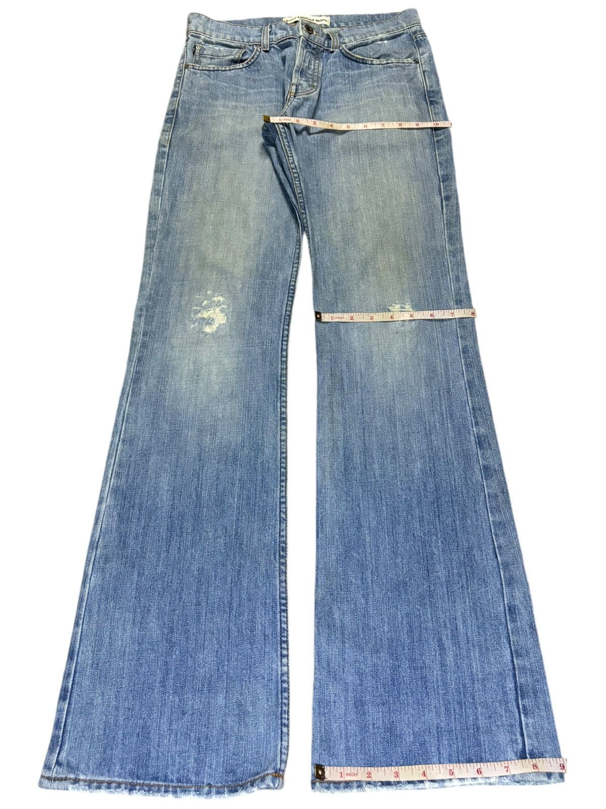 Japanese Brand Vintage Japanese Brand Blue Wash Distressed Flare Jeans Size US 30 / EU 46 - 13 Thumbnail