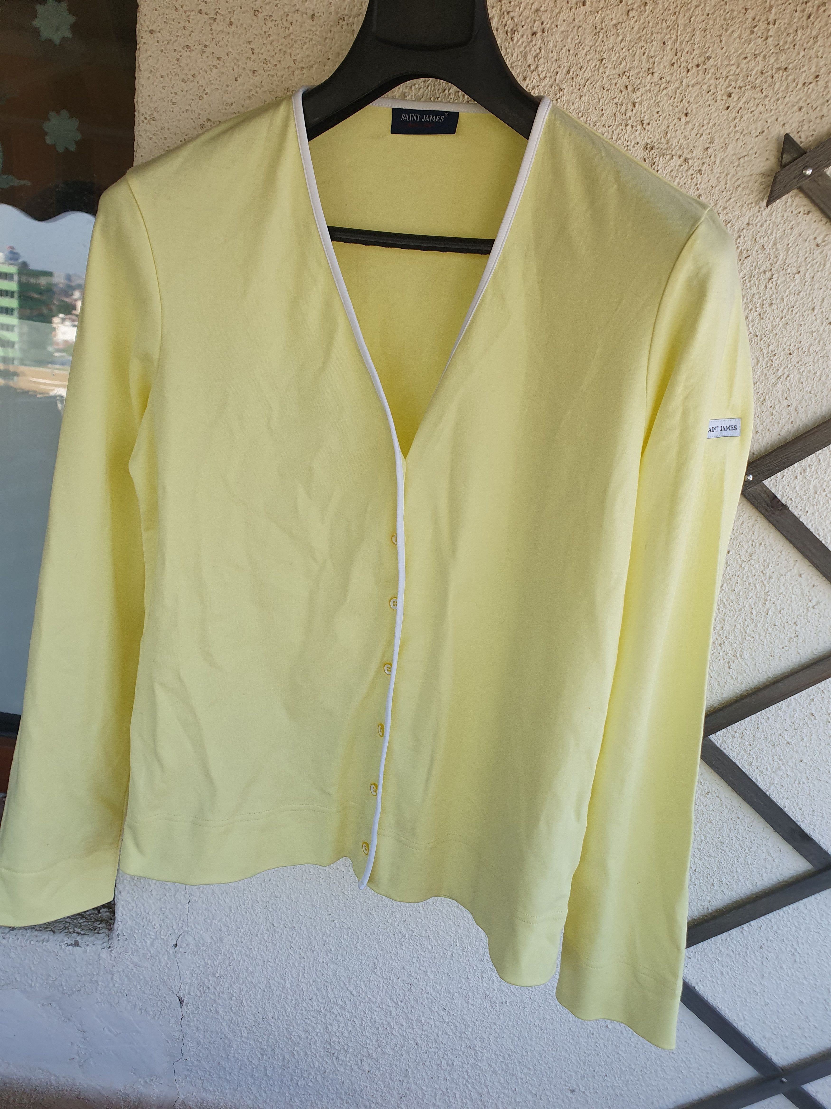 Saint James × Swagger Saint James Yellow Cotton Cardigan Top sz 10 Size L / US 10 / IT 46 - 1 Thumbnail