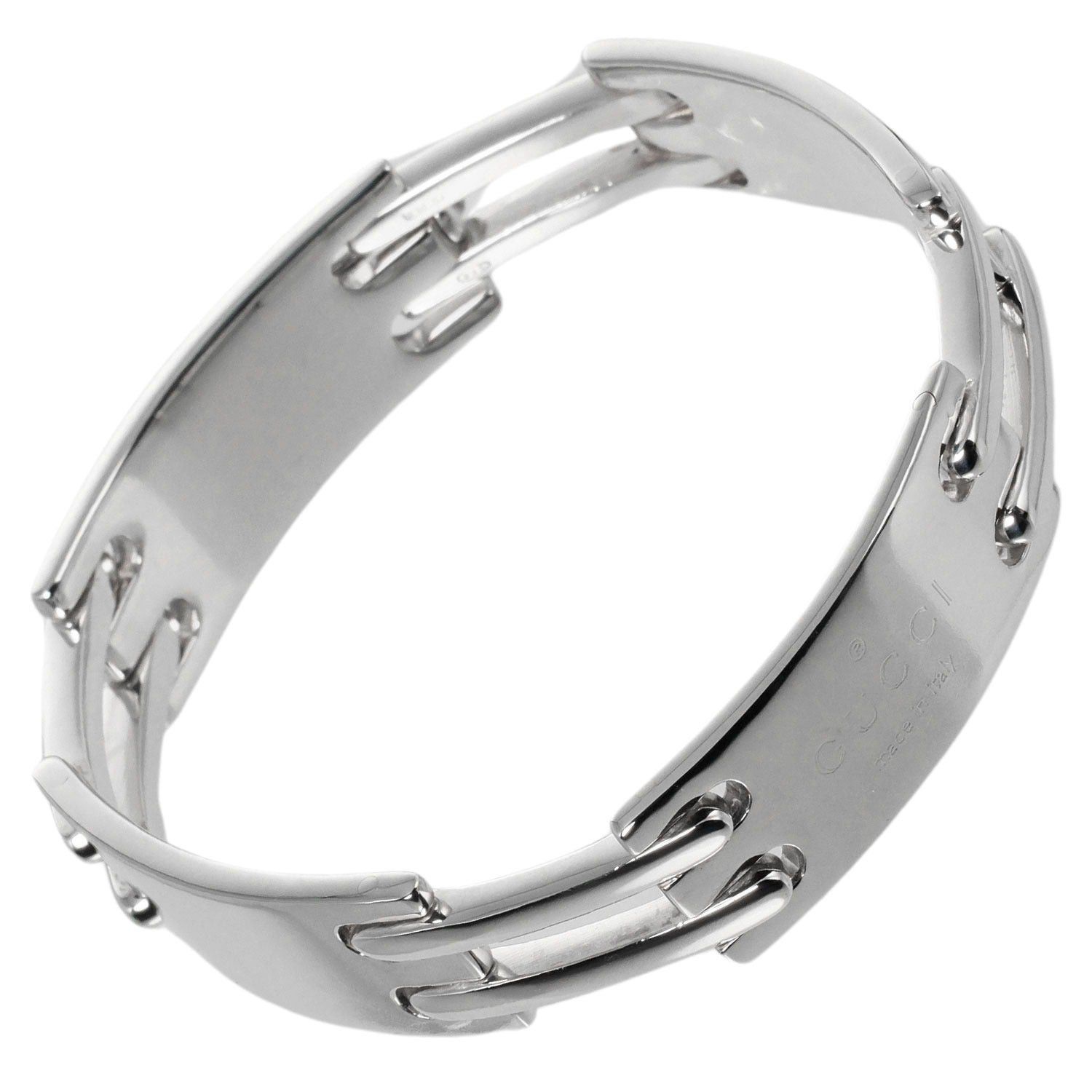 image of Gucci Logo Plate Bracelet in Silver, Women's