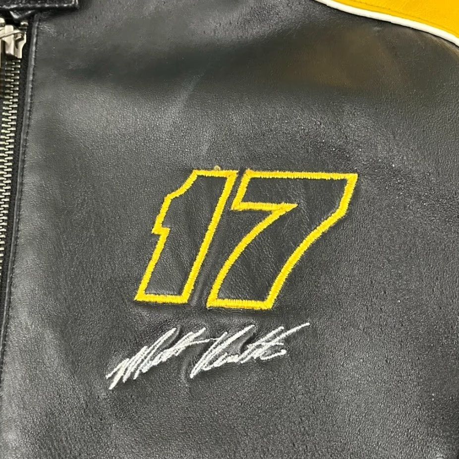 NASCAR VINTAGE Velocity Jacket Womens XL Black Yellow Leather Matt Kenseth Retro Full Zip - Motorcycle, Classic, Biker, Vintage, 90s style Size XL / US 12-14 / IT 48-50 - 2 Thumbnail