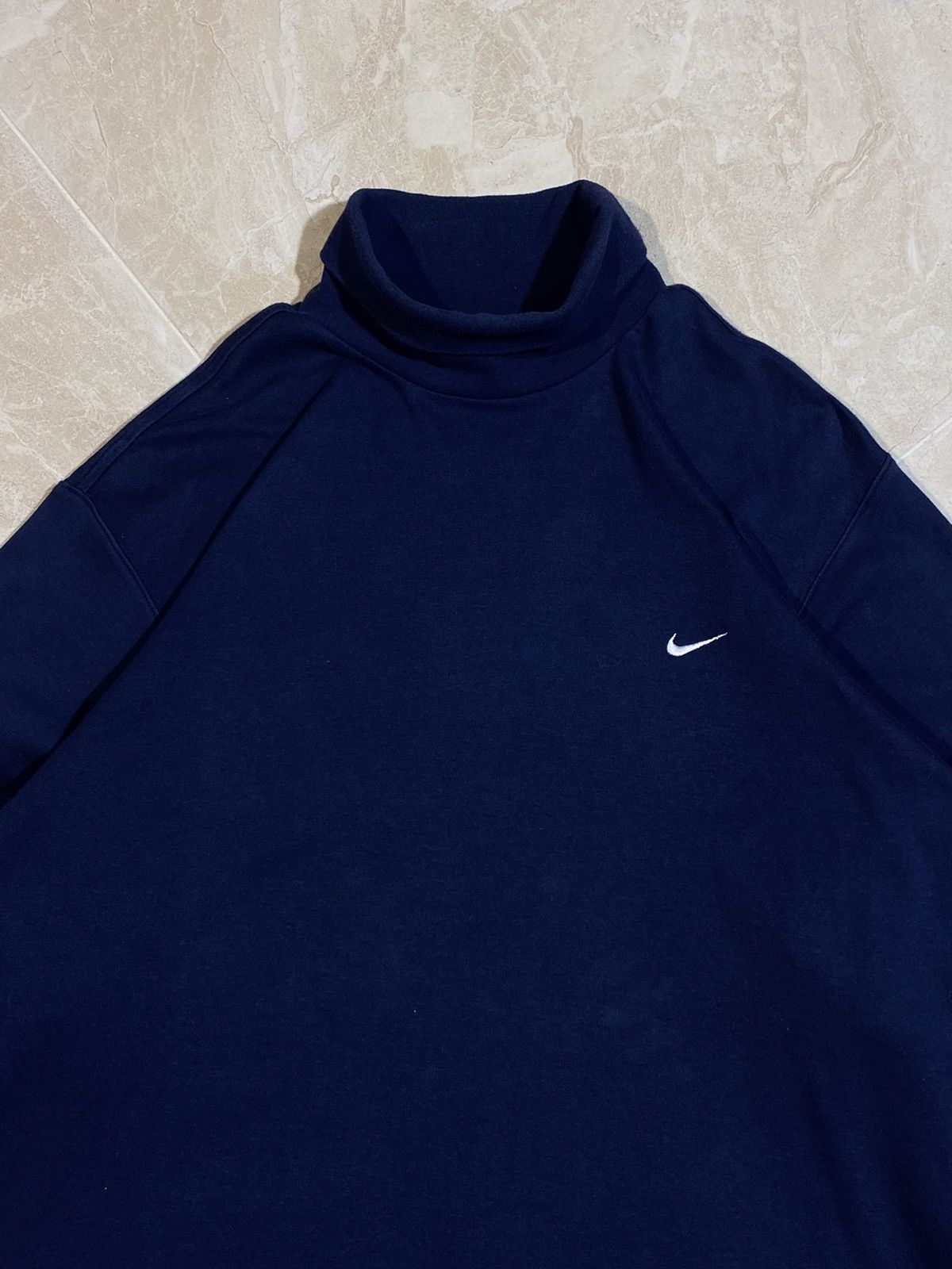 Nike 🔥 00s RARE NIKE TURTLENECK NAVY BLUE SWEATSHIRT VINTAGE Size US L / EU 52-54 / 3 - 2 Thumbnail