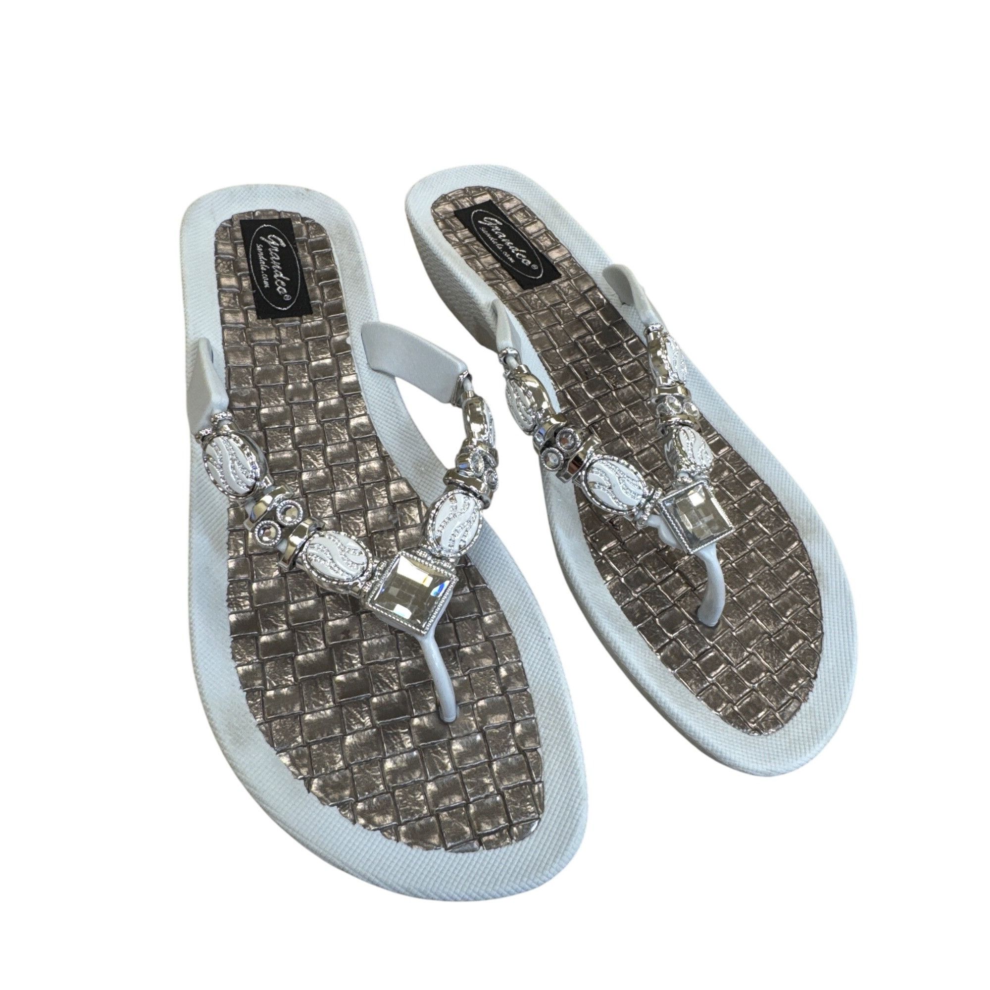 Other Grandco Womens White Bejeweled Sandals Size 10 SKU 8221 Size US 10 / IT 40 - 11 Thumbnail